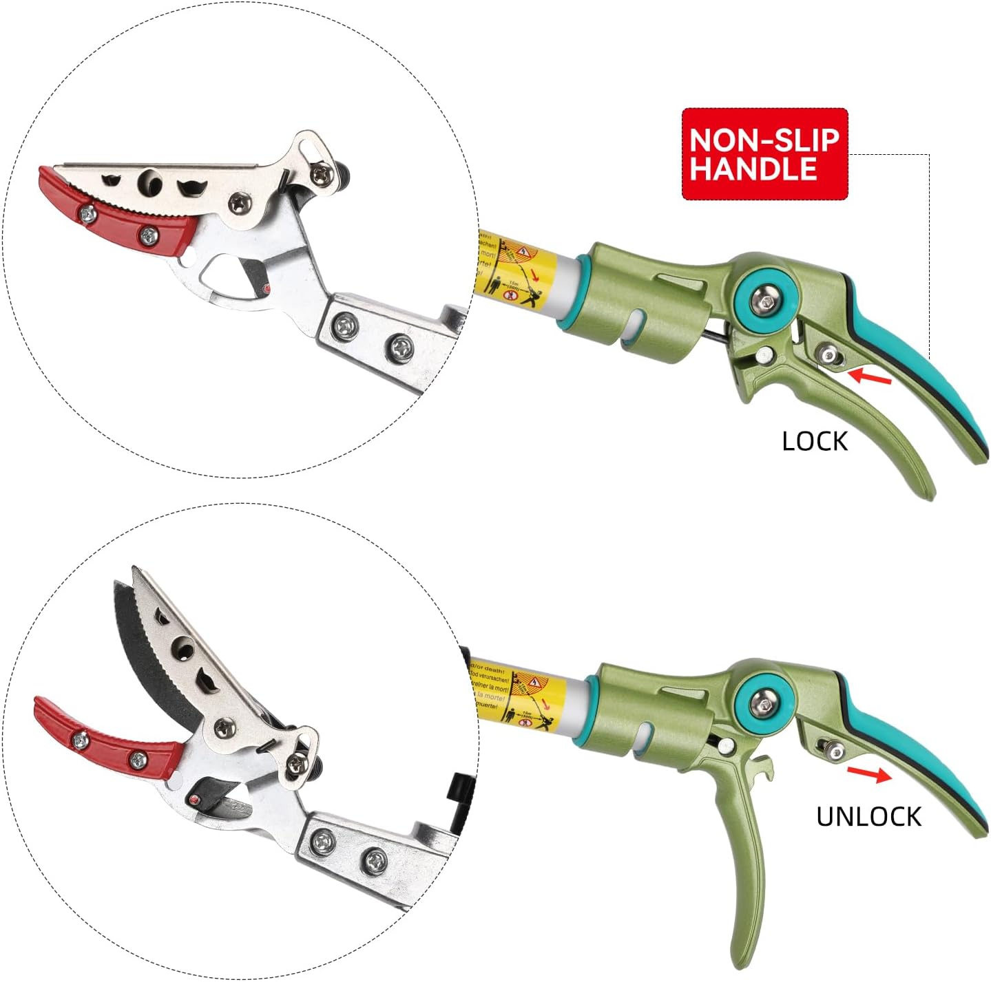 Tree Pruner for Garden, Cut Capacity 1/2 Inch & Hold Pole Pruner, Lightweight Fruit Picker with Non-slip handle, Long Reach Tree Branch Cutter with Aluminum Pole, 4.2 FT| LFX112