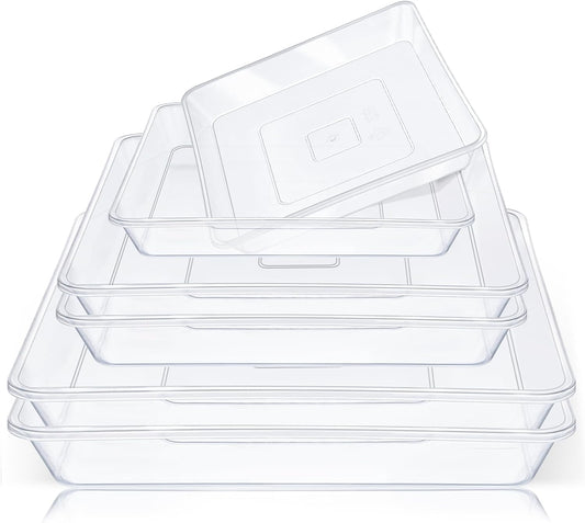 GREANER 6 Packs Square Clear Plant Saucer 6 8 10 Inch, Plastic Flower Plant Pot Saucer, Plant Watering Tray for Planter Pots, Flower Plant Drip Trays for Indoor & Outdoor Plants