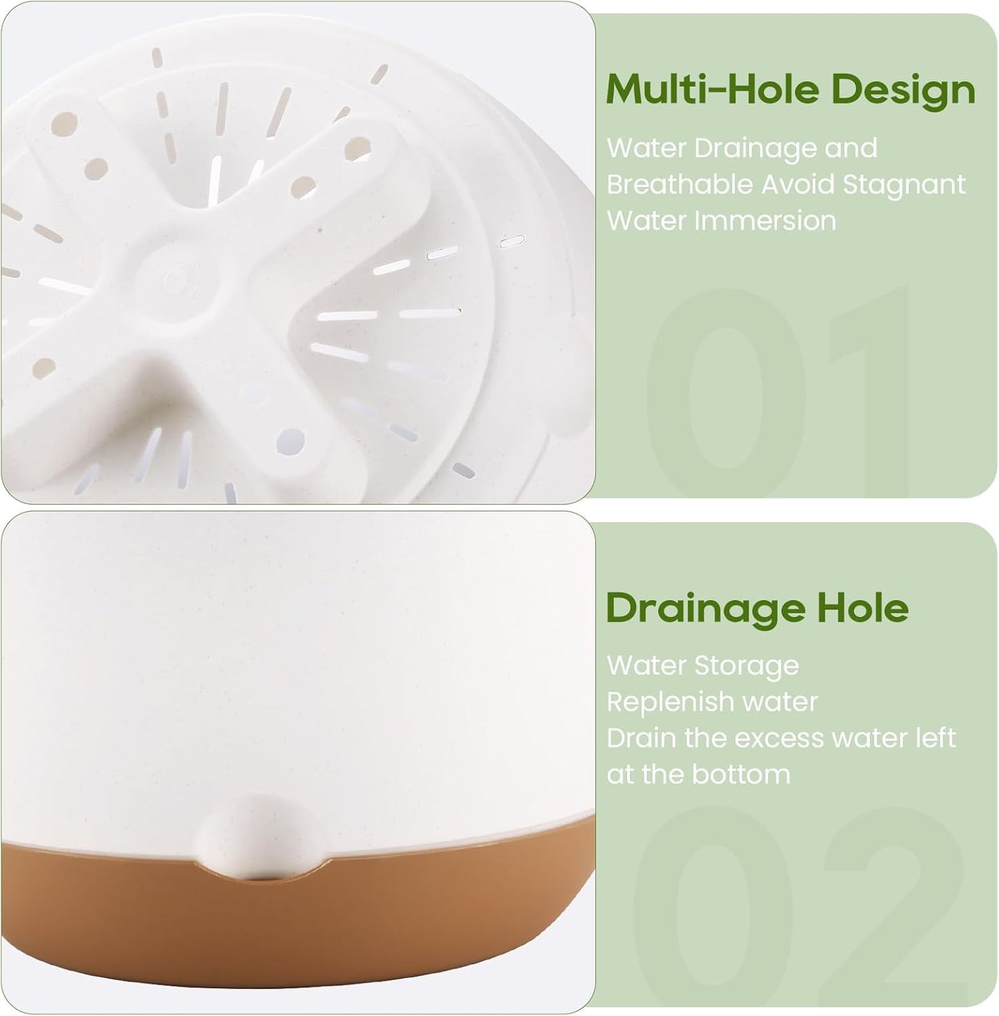 8.3 Inch Hanging Planter, 3 Pack Hanging Plastic Plant Self Watering Pot with Drainage Holes and Saucers, Hanging Baskets Flower Pots for Indoor Outdoor Garden Plants and Flowers-White