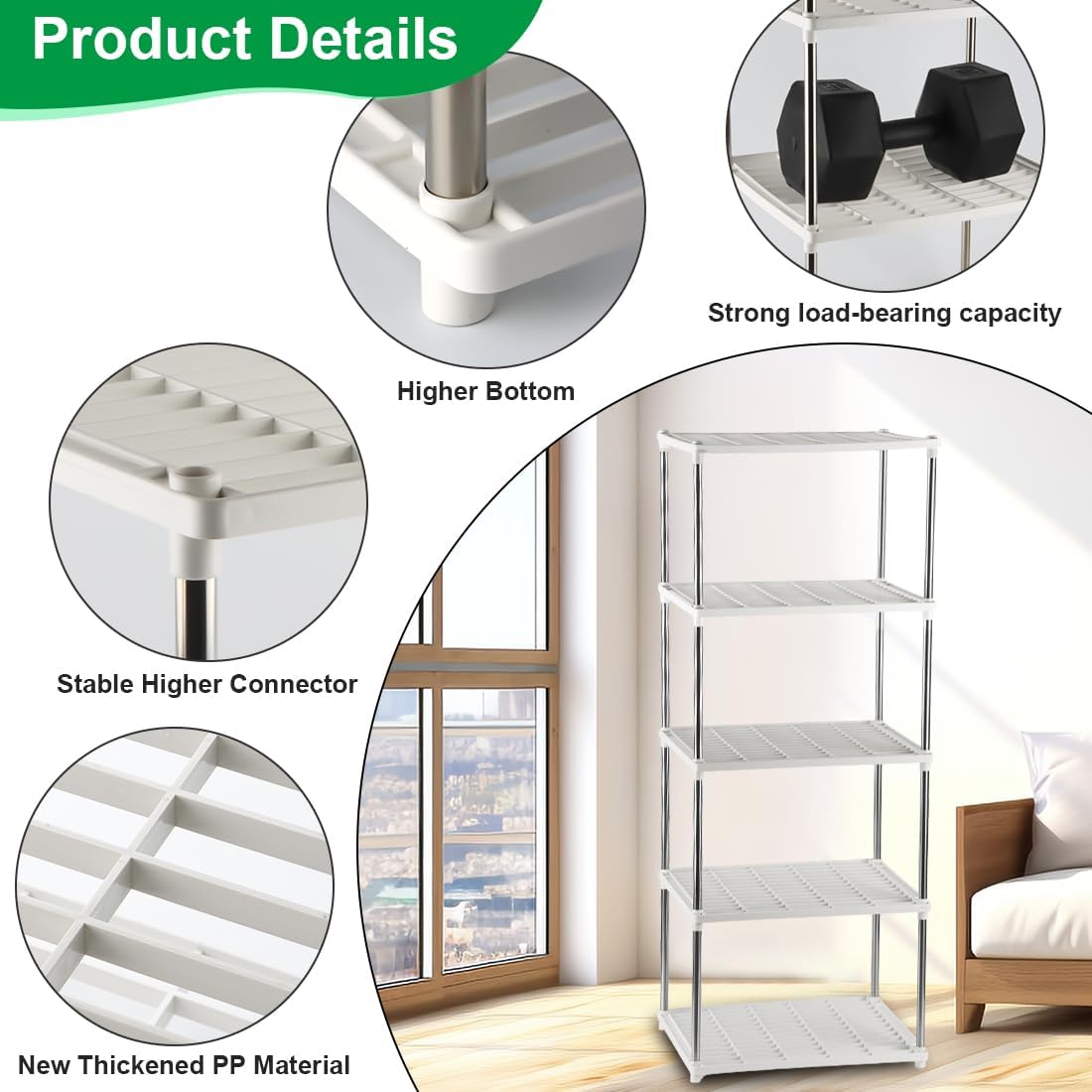 5 Layer Sprouting Tray Storage Shelf, Plant Tray Shelf Nursery Pot Tray Shelf Seeding Tray Container Shelves Indoor/Outdoor Plant Rack Holder (White)