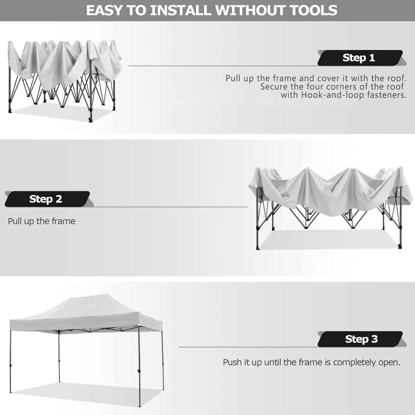 COBIZI 10x15 Pop Up Canopy with 4 Sidewall,Heavy Duty Canopy UPF 50+ All Season Wind Waterproof Commercial Outdoor Wedding Party Tents for Parties Gazebo with Carry Bag(10 x 15 ft White)