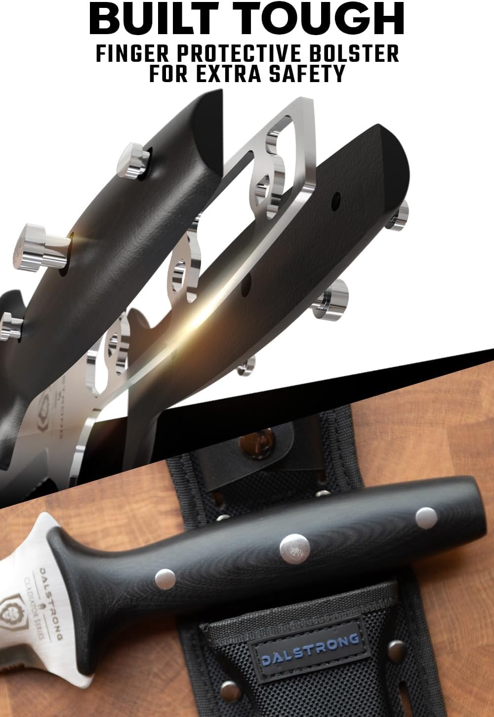 DALSTRONG Hori Hori Garden Knife - 6.5 inch - Straight Edge + Serrated Edge - Gladiator Series Elite - Forged German Steel - Sheath Guard Included - Weeding, Cutting, Digging, Planting - NSF Certified