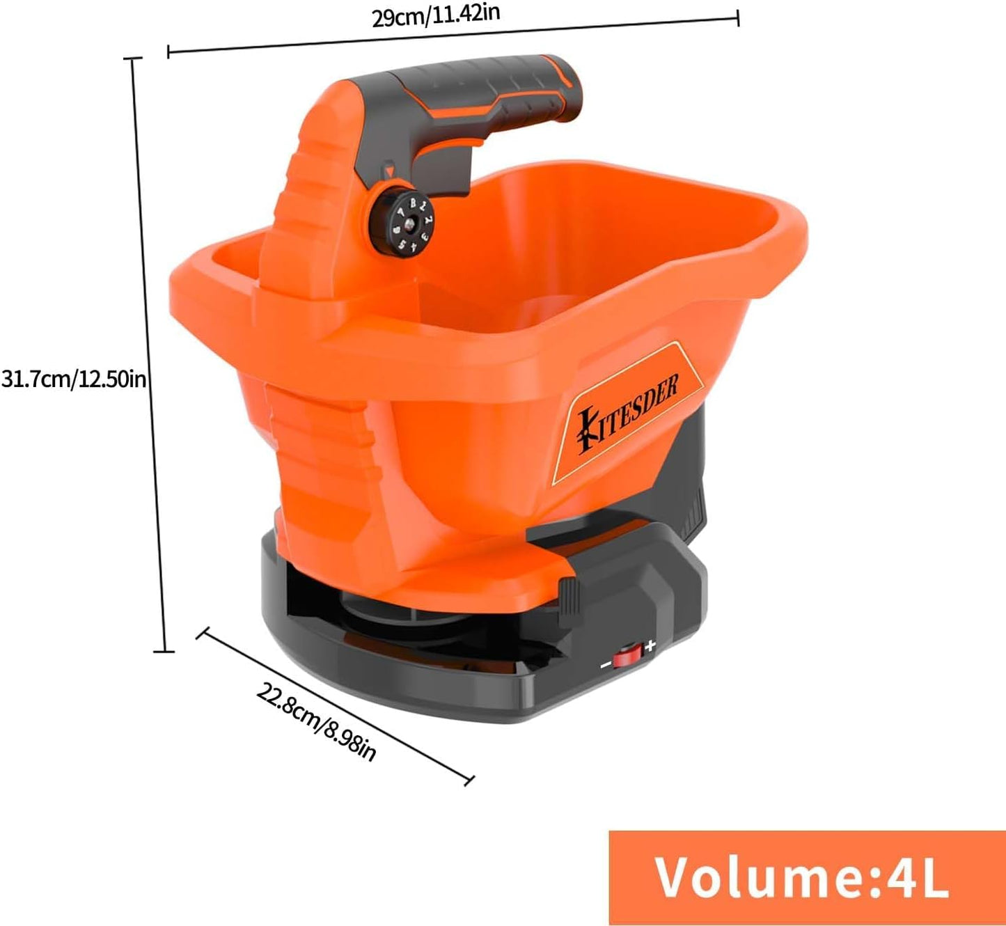 Battery Powered Seed Spreader, Fertilizer Spreader, Lightweight, Spreaders for Lawns, Broadcast Spreader, 8 Seed Settings & 6 Speed Levels, Spreader for Grass Seed, Fertilizer & Ice Melt