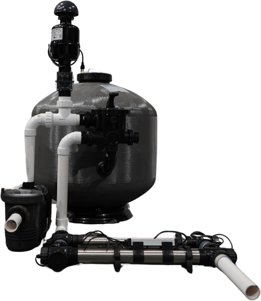 HALF OFF PONDS Simply Clear PRO Koi Pond Filter System with 2HP Blower, UV Clarifier & 2.0 HP Pump – Filters Ponds Up to 27,000 Gallons – Complete Kit with Bio Media, Multiport Valve, Gauge