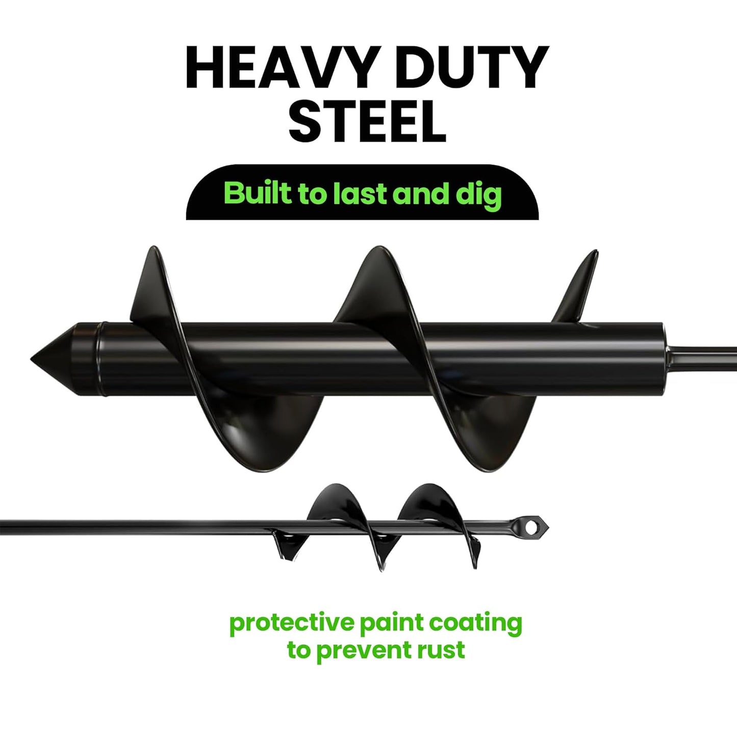 K-Brands Auger Drill Bit for Planting – 1.6 x 9 Inch & 3 x 9 Inch Set - Garden Spiral Hole Drill and Bulb Planter Tool - Bedding Plants, Umbrella Holes - 3/8 Inch Hex Drive Drill