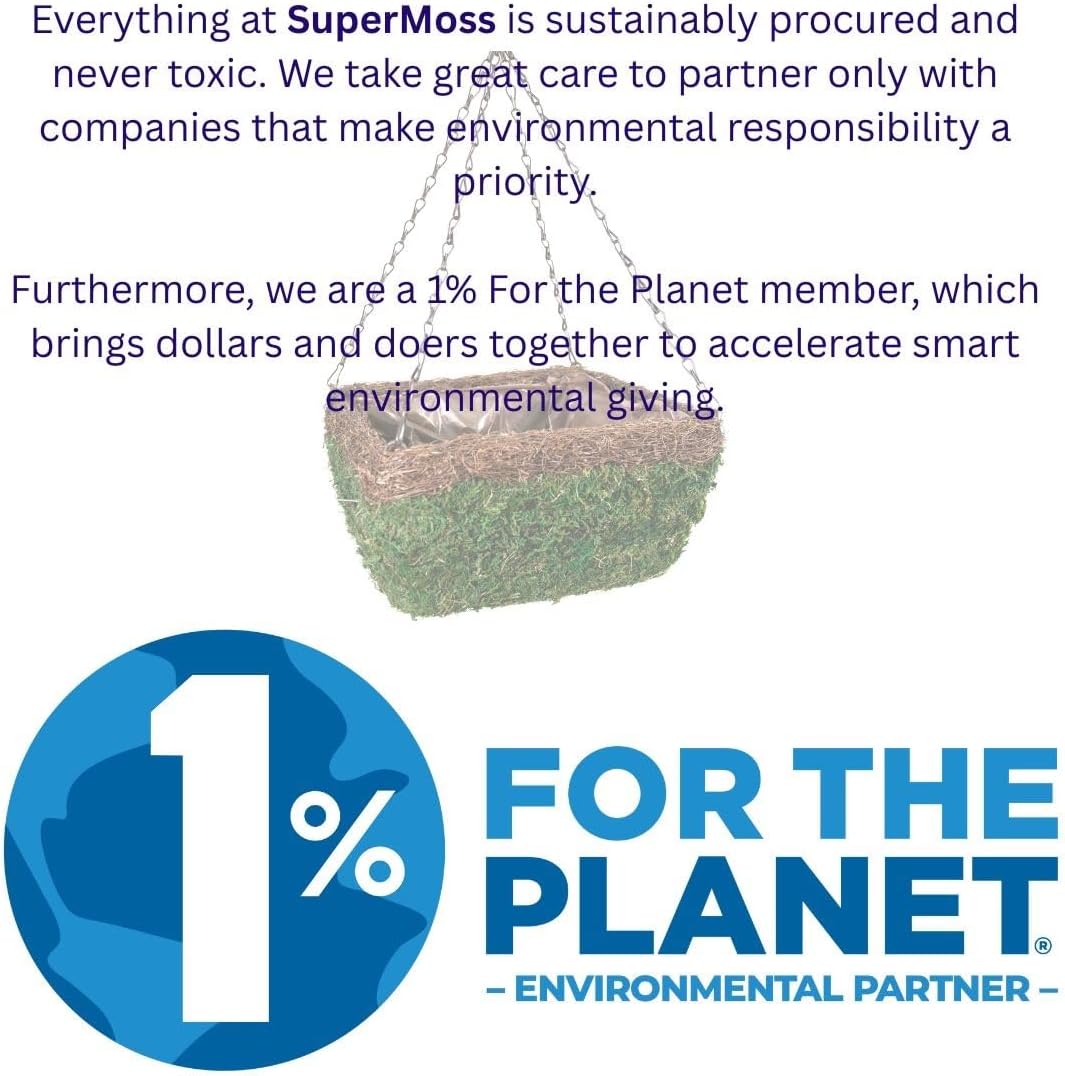 SuperMoss (29327 MossWeave Hanging Basket | Outdoor Hanging Planter with Moss | Decorative Plant Hanger for Porch, Balcony, Garden & Home Décor, Square with Wicker Rim, Set of 3 (S/M/L), Green