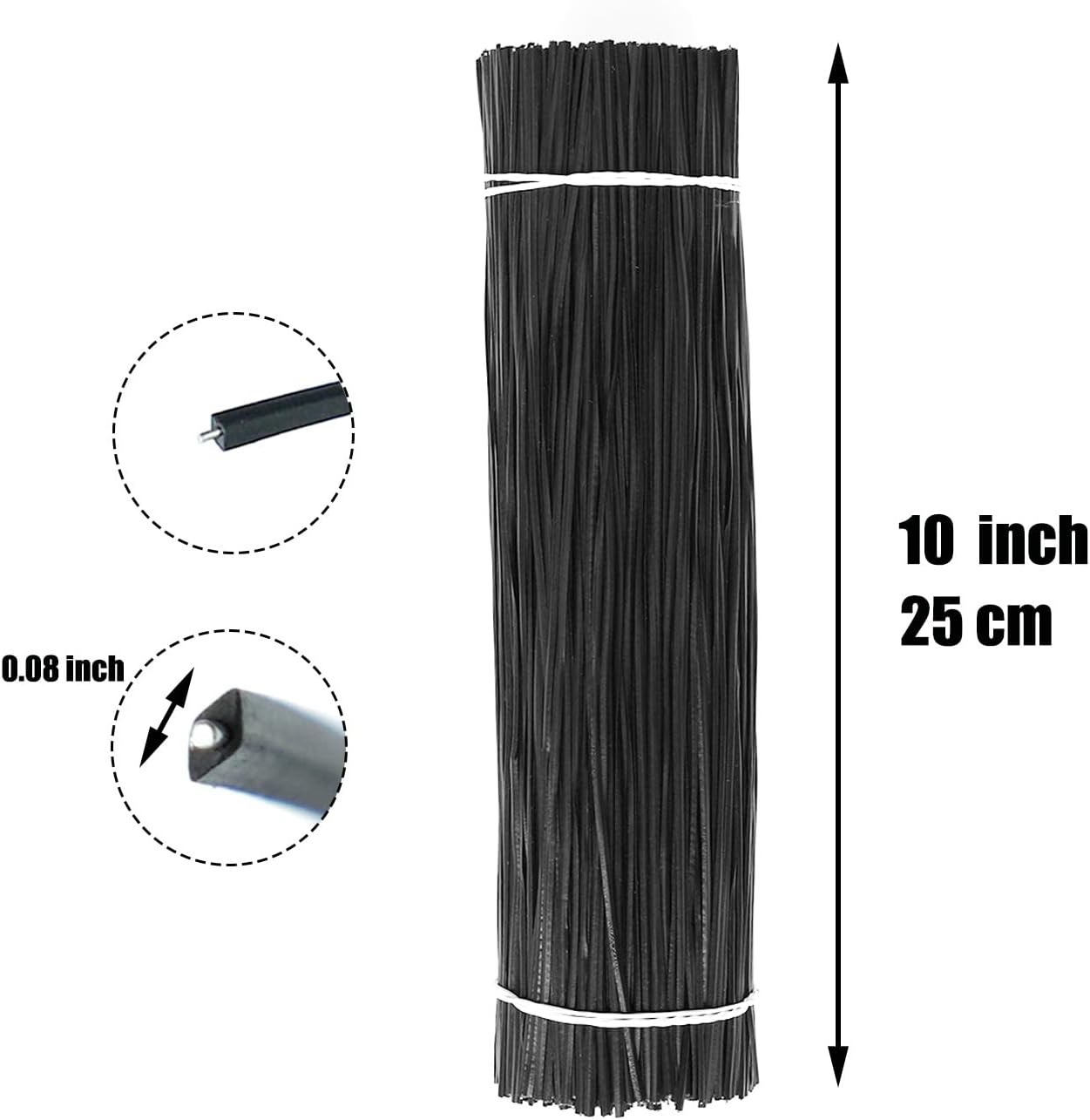 1000 pcs 10 inch Black Cable Twist Ties Plastic Twist Ties with Rugged Metal Innercores Reusable Fastening Cable Cord Wire Ties