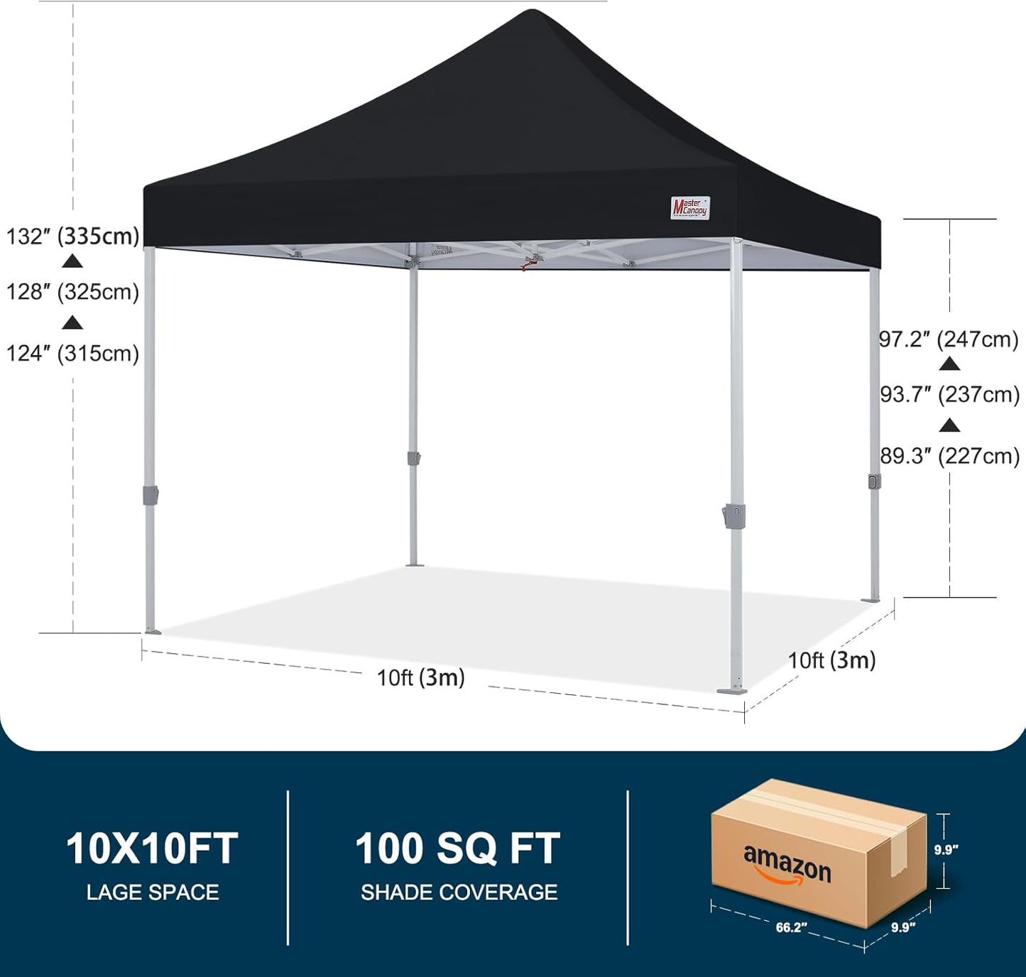 MASTERCANOPY Pop Up Canopy Tent Commercial Grade 10x10 Instant Shelter (Black)