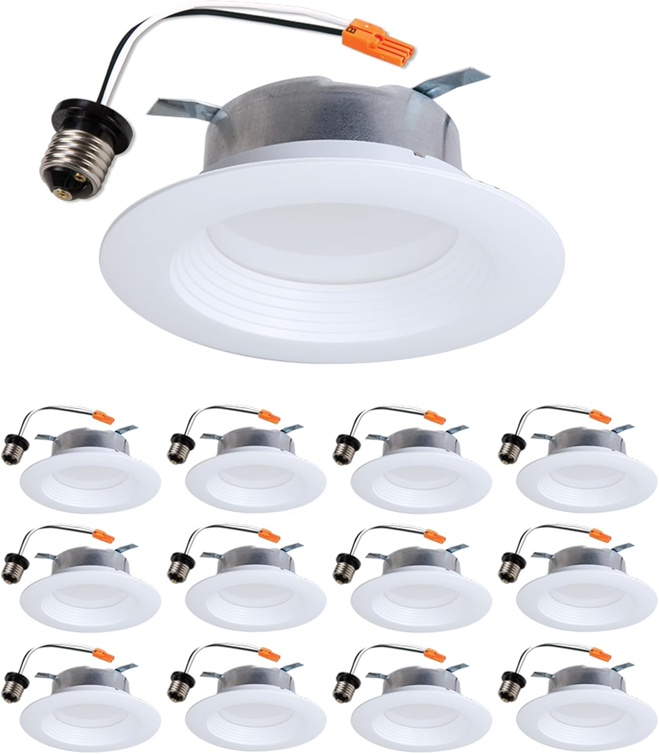HALO LTE 4 Inch Indoor/Outdoor Recessed LED Trim Can Light, 3000K - Contractor Value Pack (12-Pack) - LTE46930-12PK