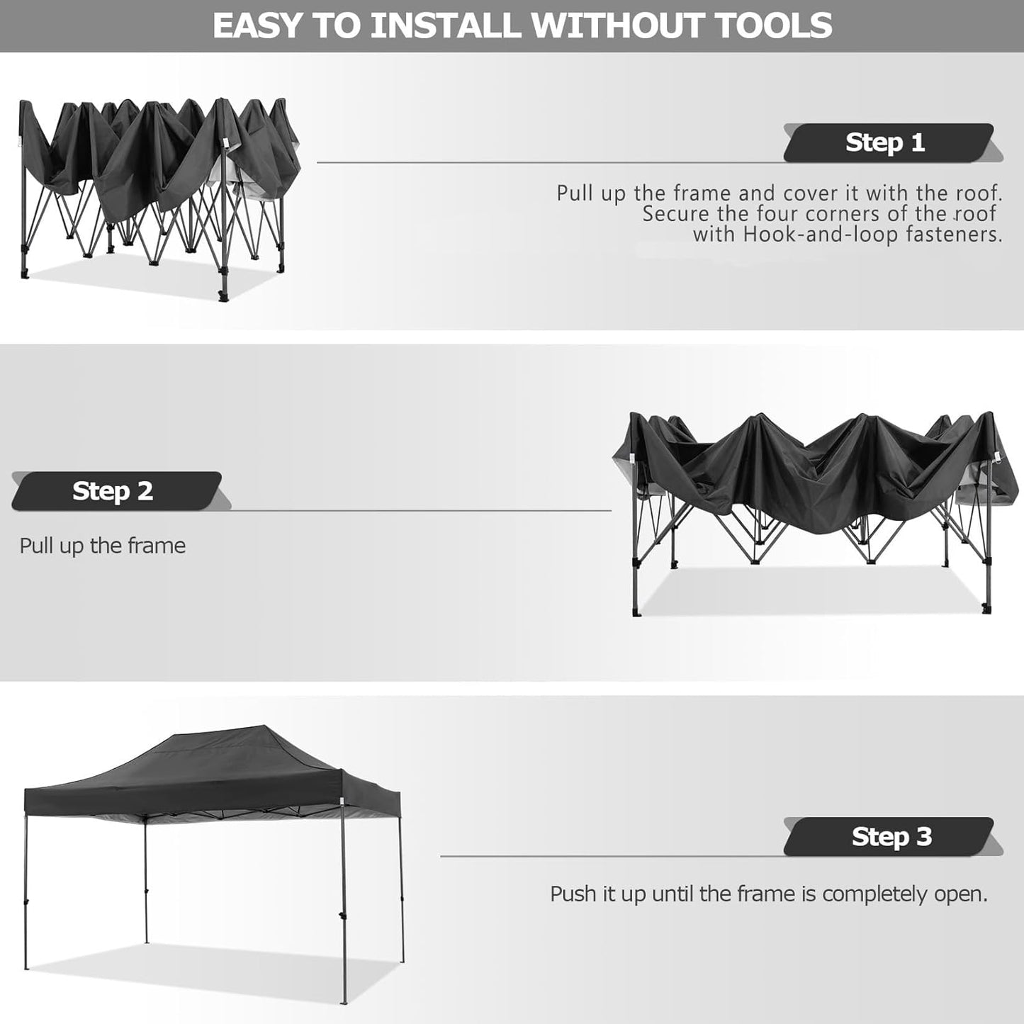COBIZI 10x15 Pop Up Canopy with 4 Sidewall,Heavy Duty Canopy UPF 50+ All Season Wind Waterproof Commercial Outdoor Wedding Party Tents for Parties Gazebo with Carry Bag(10 x 15 ft Black)