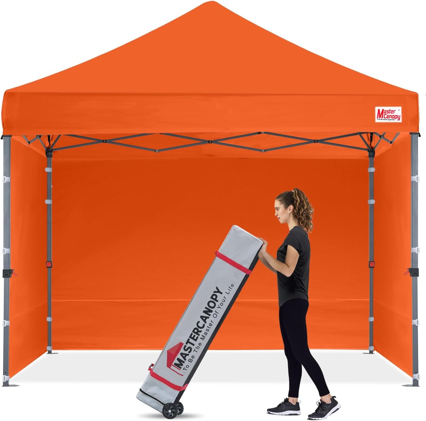 MASTERCANOPY Heavy Duty Pop-up Canopy Tent with Sidewalls (10x10,Orange)