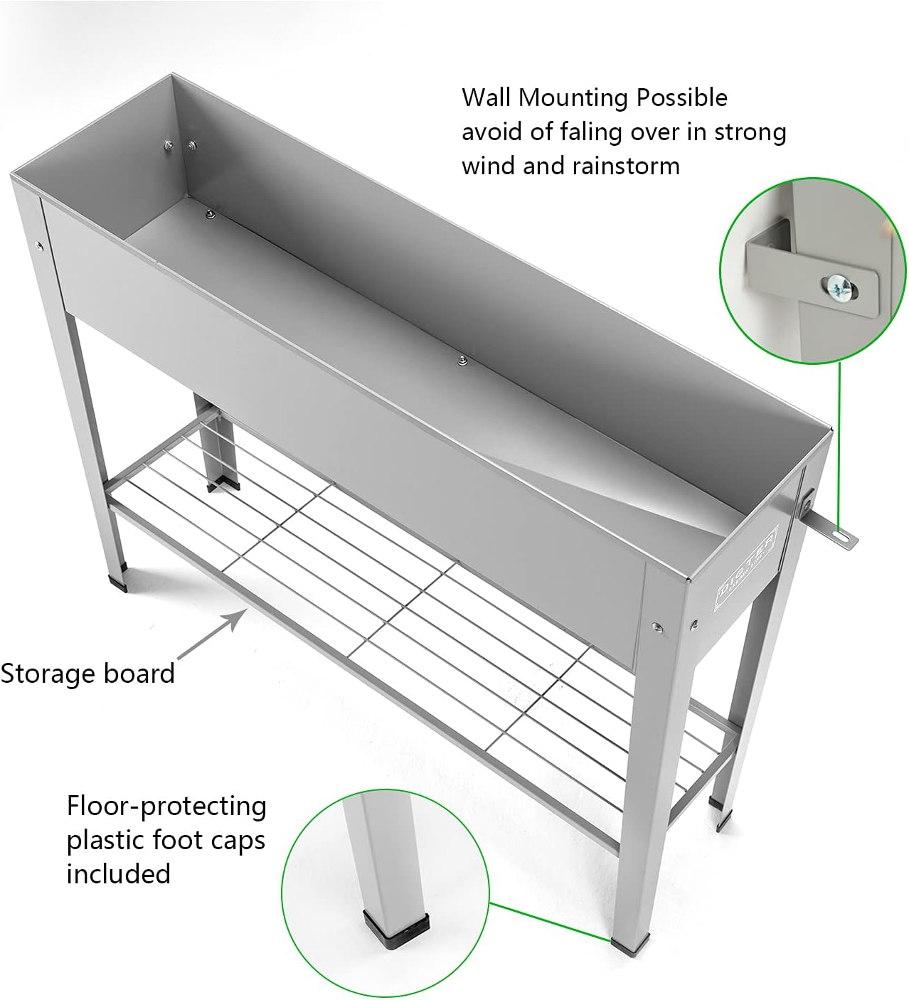 Metal Raised Garden Bed,Raised Planter Box with Legs,Herbs and Vegetables Planter Suitable for Outdoor Patio Deck and Porch (Gray)