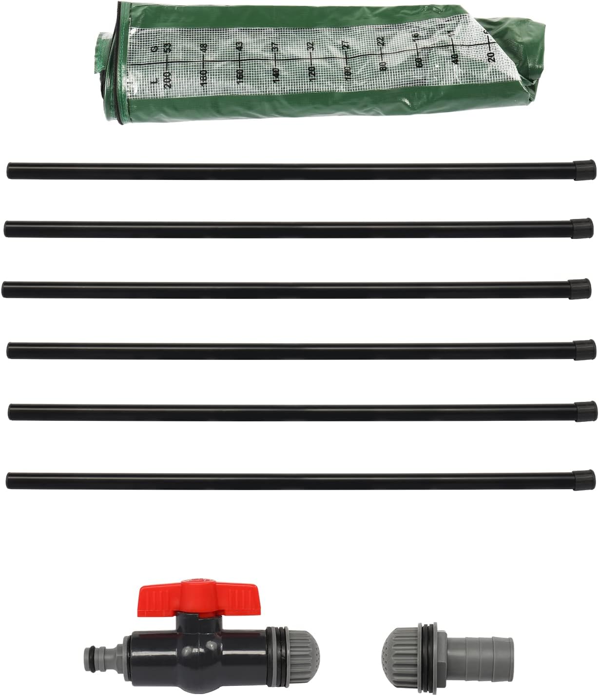 50 Gallon Collapsible Rain Barrel, Portable Rainwater Collection System, Rain Catcher Barrel with Volume Scale Mark, Spigots and Overflow Kit, Rain Water Barrel Collector for Garden, Green