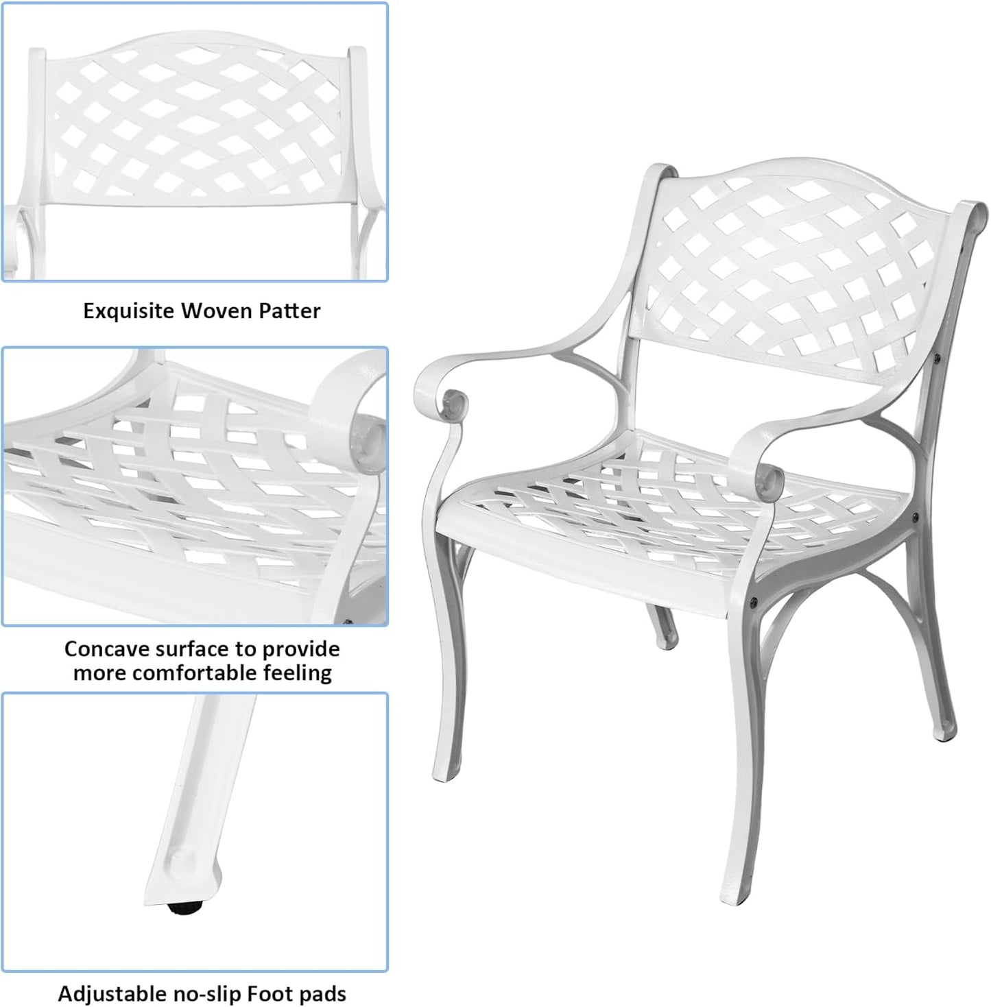 Outdoor Bistro Set 3 Piece, All Weather Bistro Table and Chairs Set, Cast Aluminum Patio Bistro Sets with 2.36" Umbrella Hole, Patio Furniture Set for Garden Porch