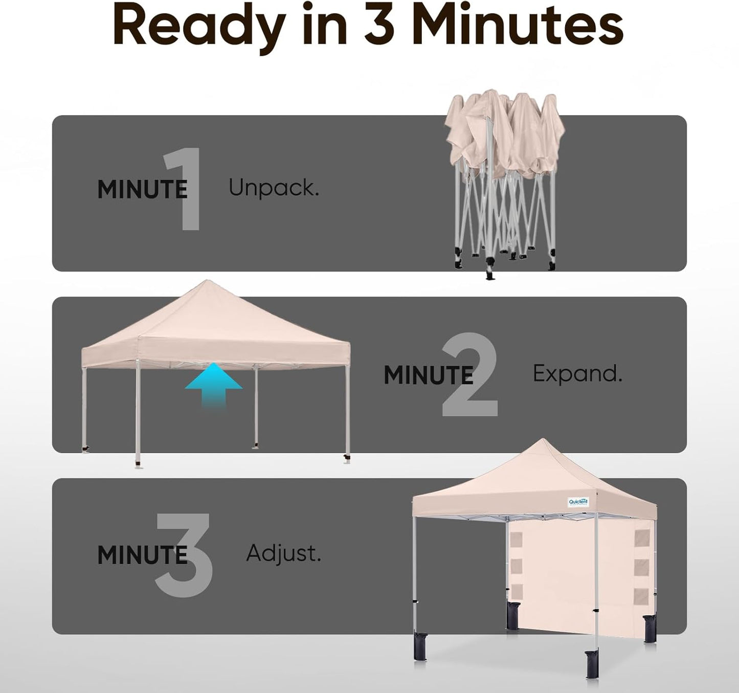 Quictent 10x10 Heavy Duty Pop Up Canopy Tent- Easy up Outdoor Commercial Canopies, Waterproof, 11ft Interior Height, Easy Setup, Includes Sand Weight Bags and Wheeled Carry Bag