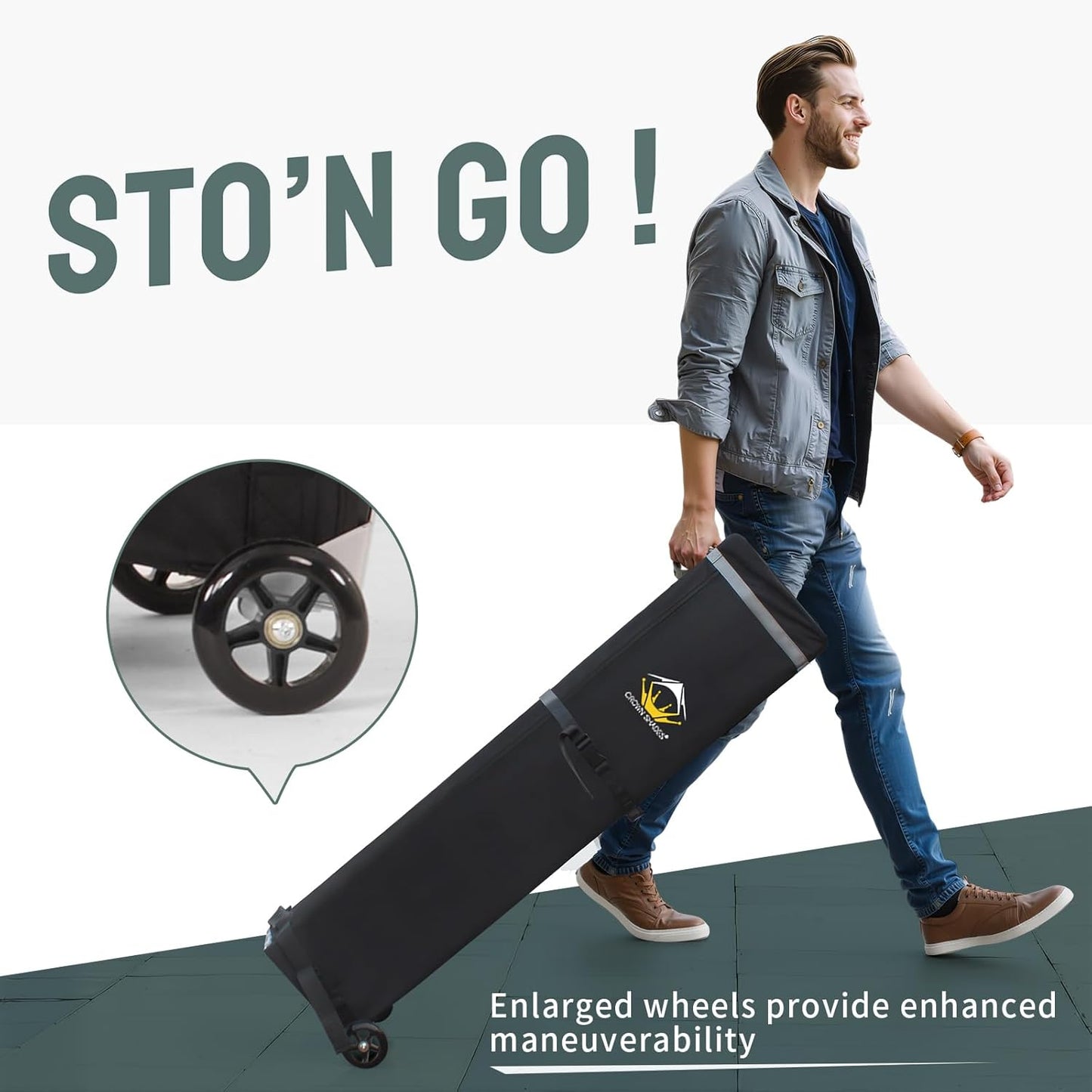 CROWN SHADES 10x15 Pop Up Canopy Tent, Thicken Frame Commercial Heavy Duty Tent, 8 Stakes & 4 Sandbags & 4 Ropes, Outdoor Canopies for Events, Parties,Grey