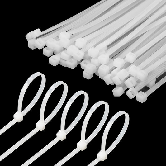 8 Inch White Zip Tie 1000 PCS, 40 Lbs - Small to Medium Zip Tie, Nylon PA66 UV Resistant Cable Tie Heavy Duty for Indoor and Outdoor Use - Ideal for bundling and securing objects