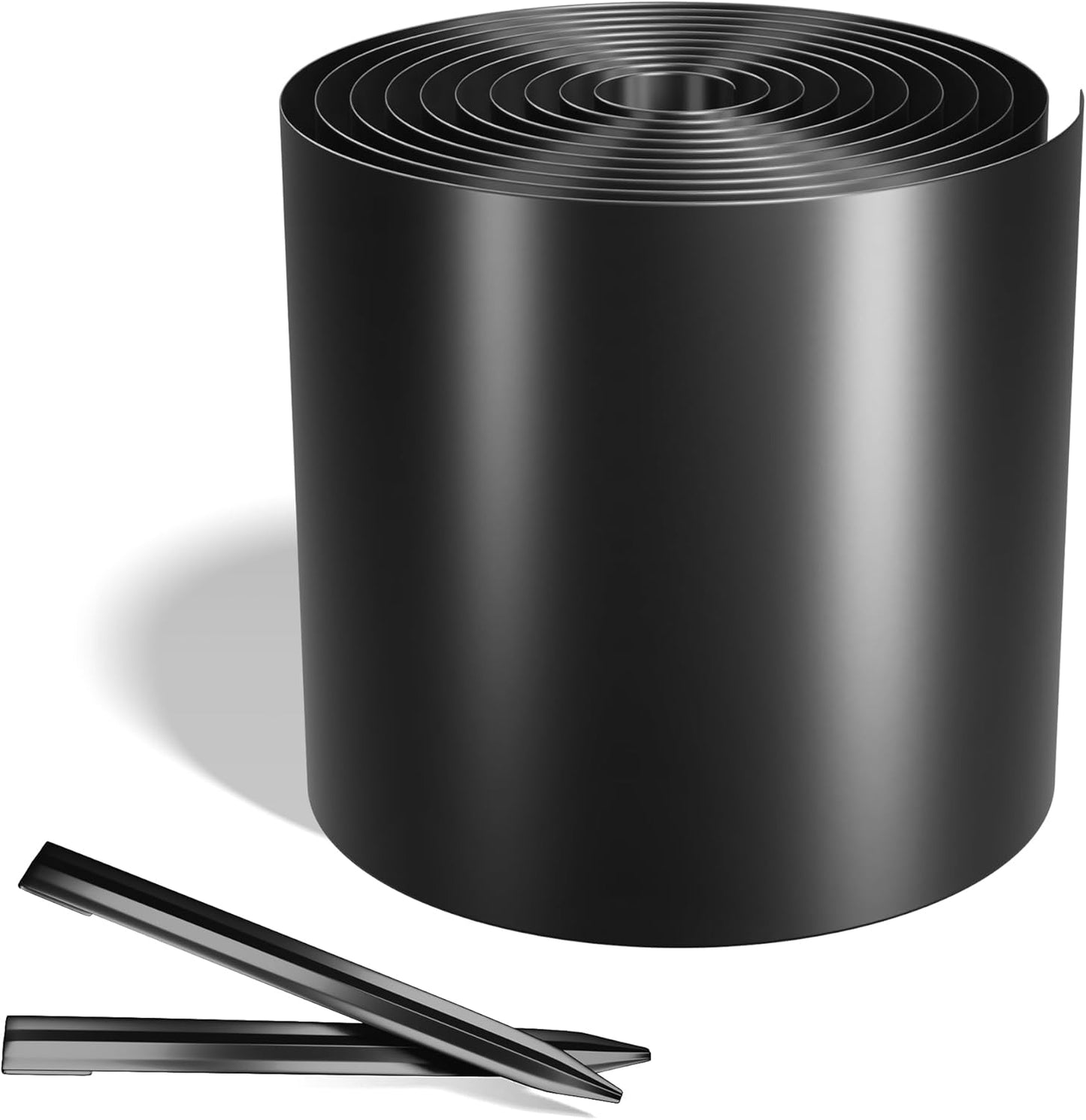 Worth Galvanized Steel Landscape Edging 6" x25' Metal Garden Edging Roll Flexible Bender Border with 8Pcs Stakes for Lawn, Flower Bed Edges, Black