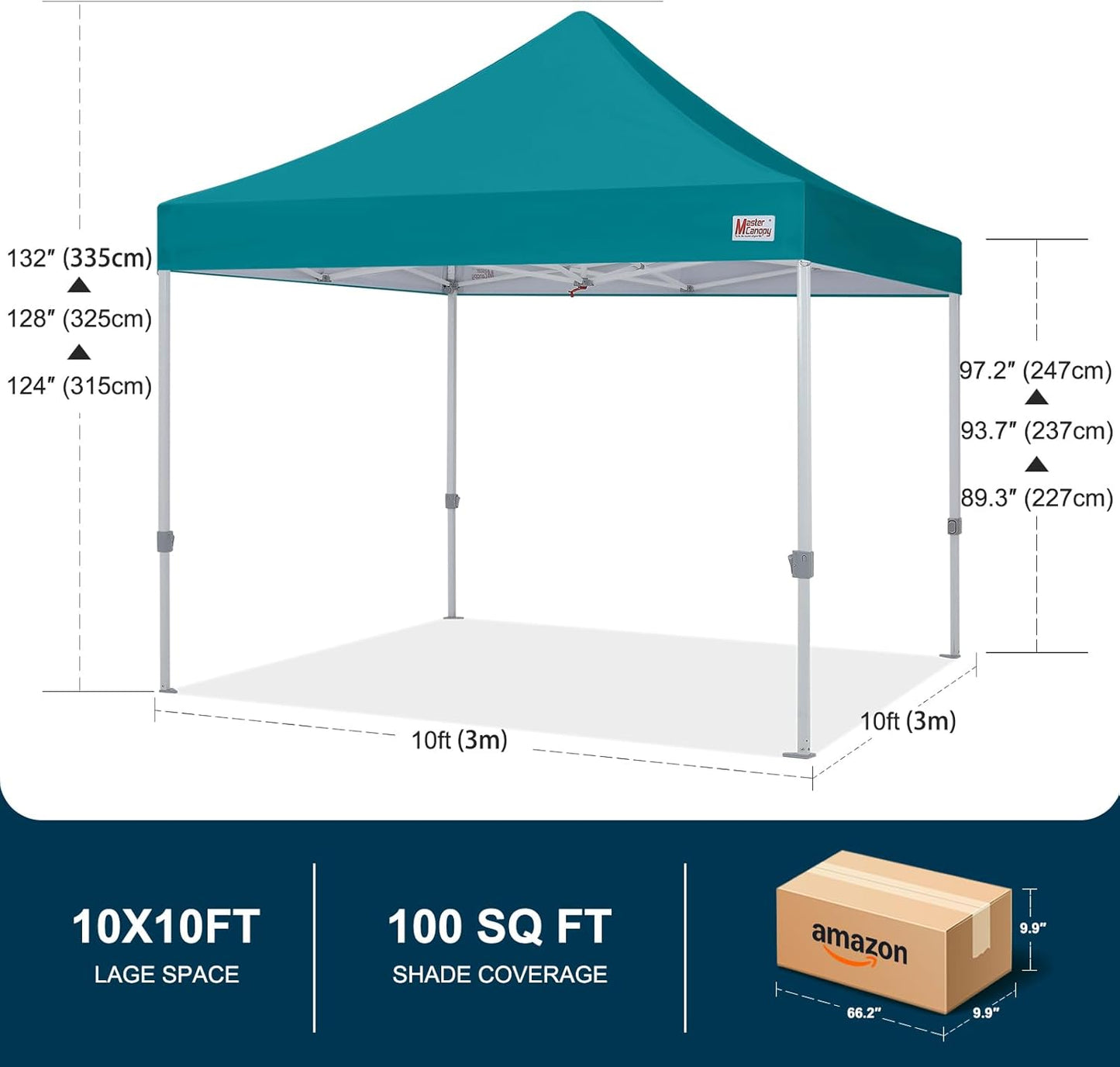 MASTERCANOPY Pop Up Canopy Tent Commercial Grade 10x10 Instant Shelter (Turquoise)