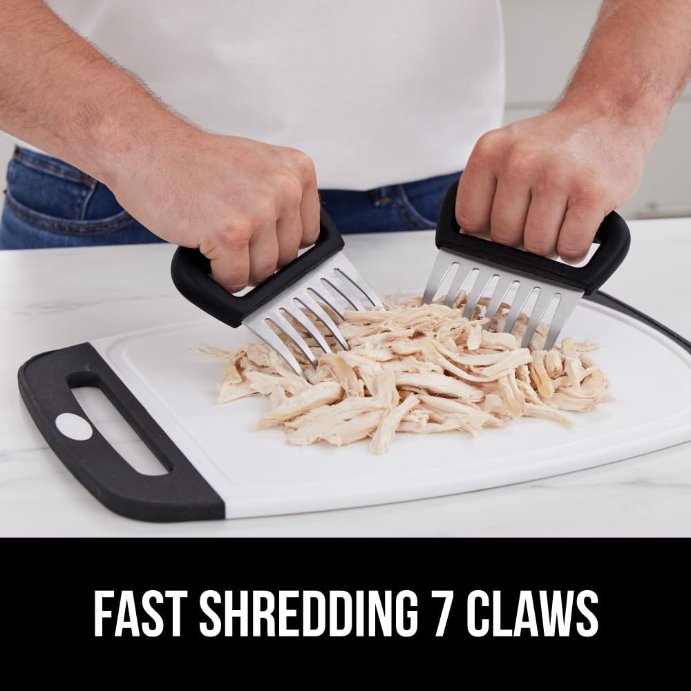 GORILLA GRIP BPA-Free Chicken Shredder Meat Claws, Sharp Stainless Steel Food Shredding Fork, Comfortable Handle, Easily Shred Pulled Pork, Taco Meats, Kitchen Smoker BBQ Tool, Dishwasher Safe, Black