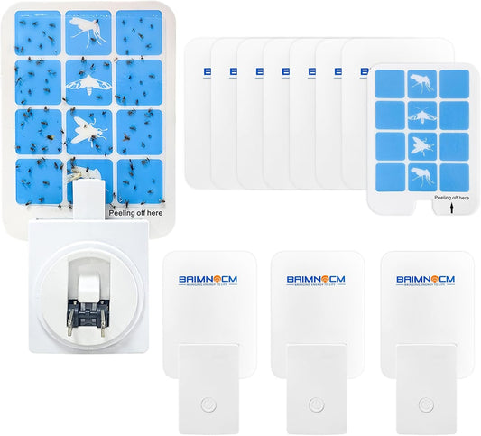 Blue Light Bug Catcher Indoor Plug in, Gnat Traps for House, Indoor Fly Trap for Fruit Fly, Moth and Mosquito, Flying Insect Catcher, 4 Device+8 Refills