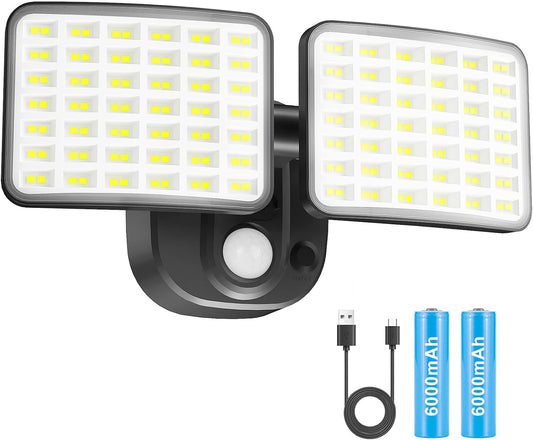 Rechargeable Battery Operated Motion Lights 2500LM & 4000LM Motion Sensor Security Lights(1-3 Months Endurance) USB Charging LED Flood Lights Outdoor for Garage Yard Entryways Patio Garden