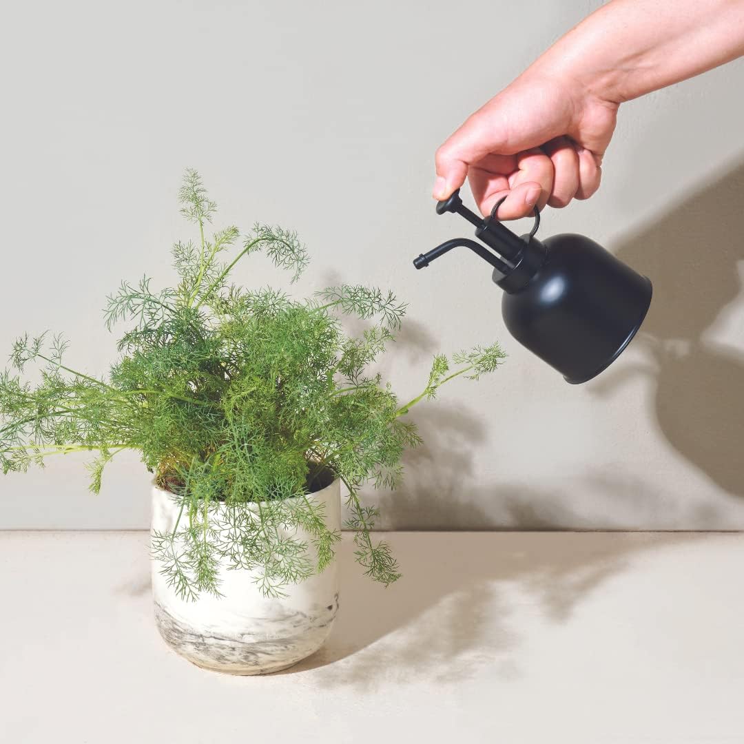 Modern Sprout Plant Mister, 8 oz Indoor Watering Can, Aesthetic Plant Sprayer & Water Mister Spray Bottle, Garden Watering Can for Seed Starting, Vintage-Inspired Gift for Green Lovers - Matte Black