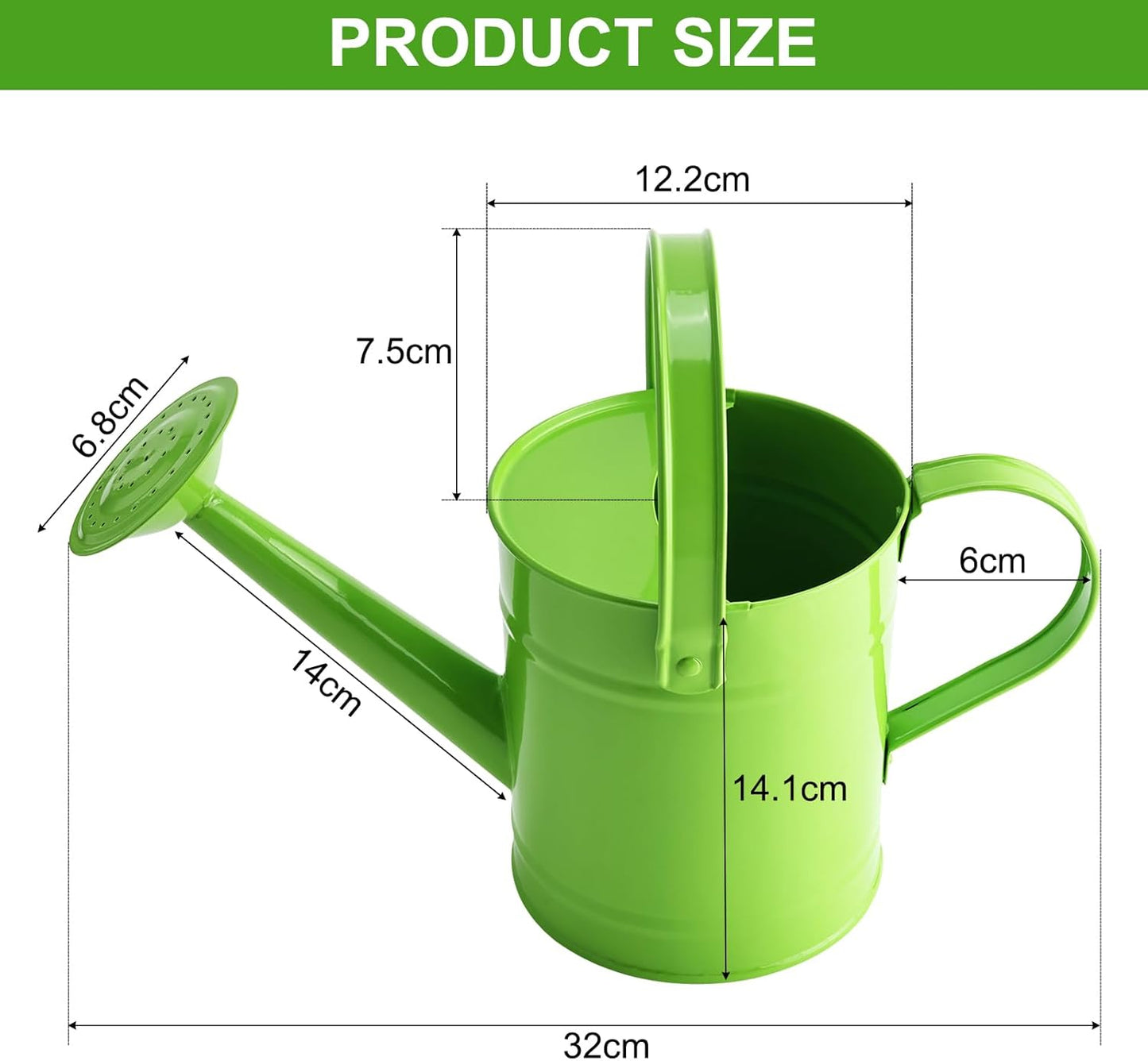 Finderomend Watering Can, Metal Watering Can 1.5L/51oz, Iron Art for Watering Bucket Home Office Small Portable Indoor Watering Equipment (Green)