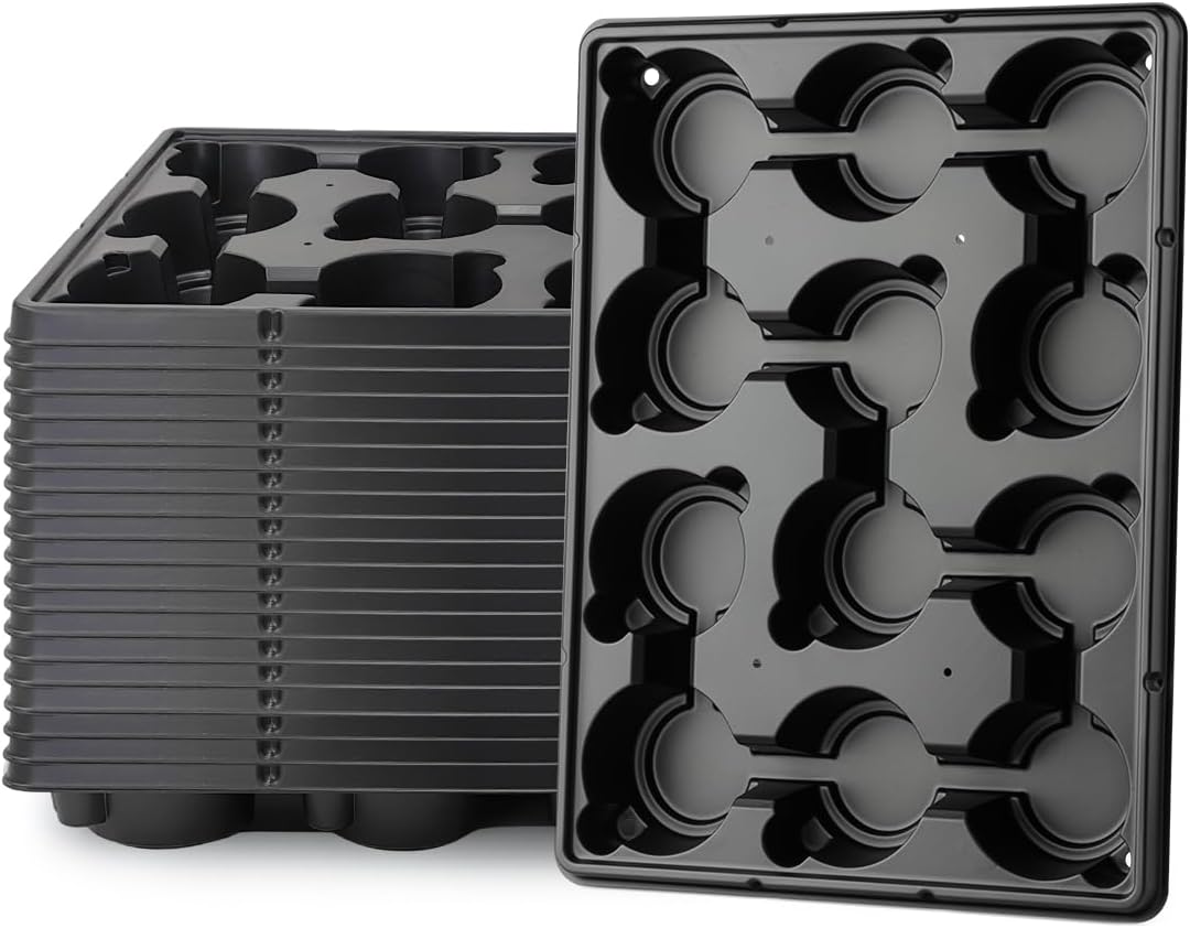 12 Cell Round Nursery Pot Trays Thickened Durable Seedling Pots Shuttle Carrying Trays for Holding 4 Inch Nursery Pots (16.85" × 12.6", 20-Pack)
