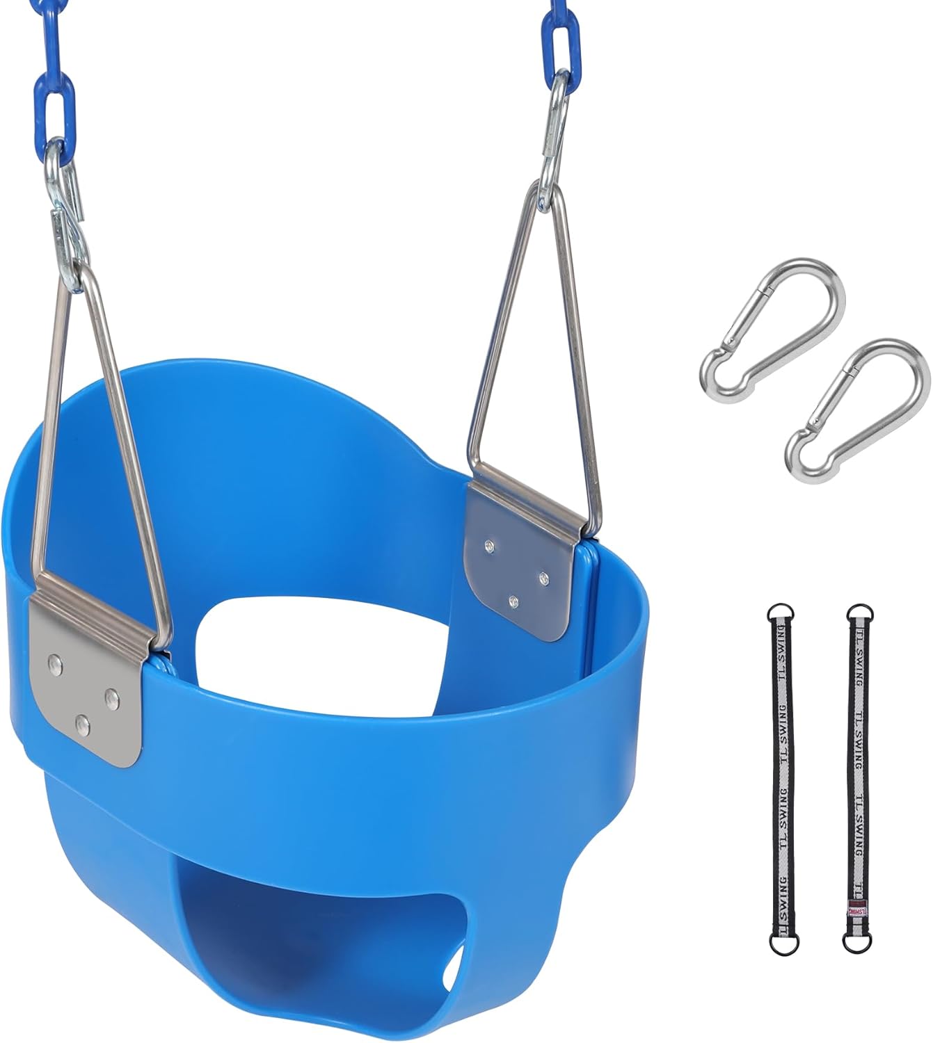 RedSwing High Back Toddler Bucket Swing Seat with Coated Chains, Heavy Duty Kids Swings Seat for Outside, Playground, Backyard, Swing Set Accessories,Blue