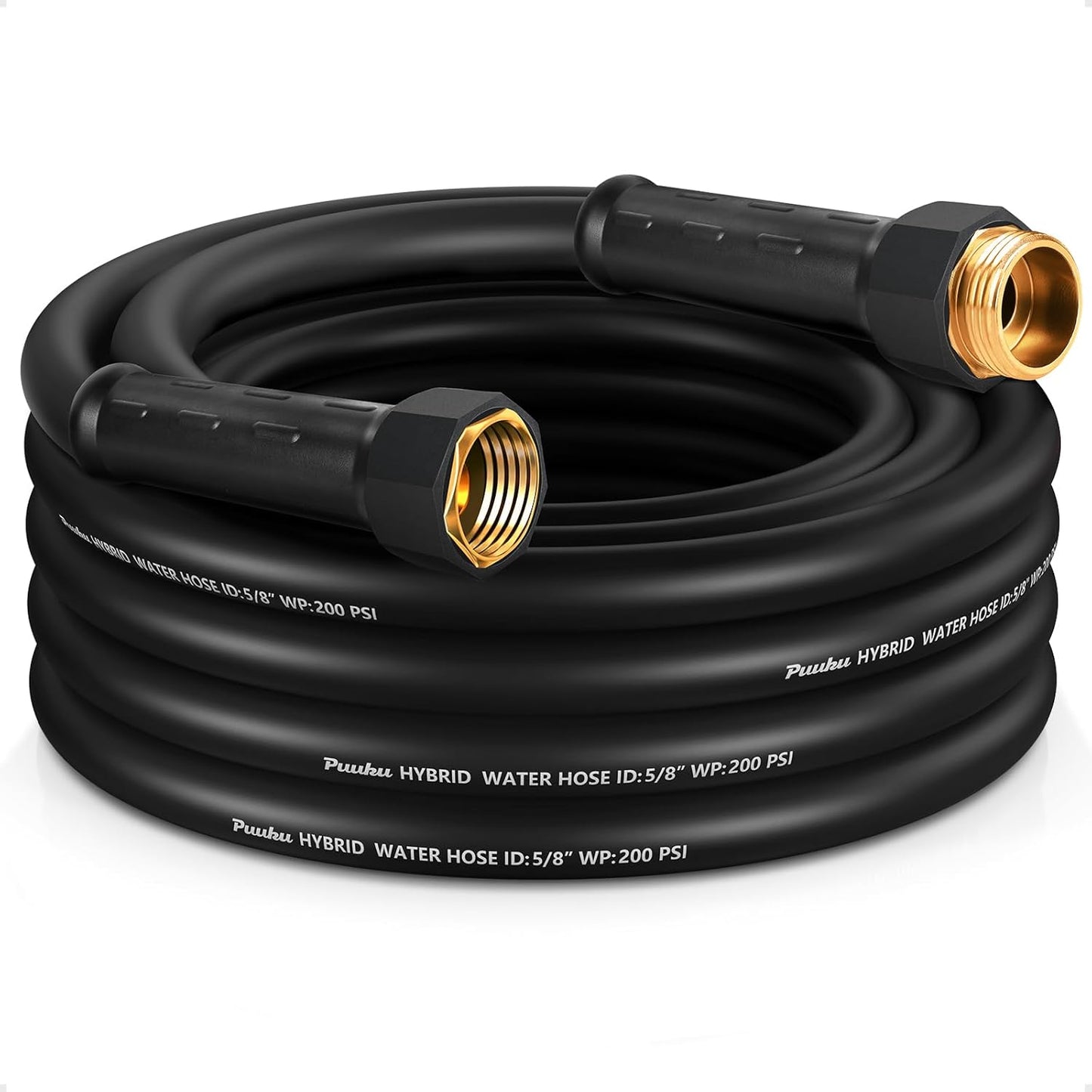 Garden Hose 25ft x 5/8", NON-EXPANDABLE Heavy Duty Premium Flexible Water Hose, No Kink, Leakproof, Lightweight Hybrid Hose with Male to Female Fittings for Household、Backyard