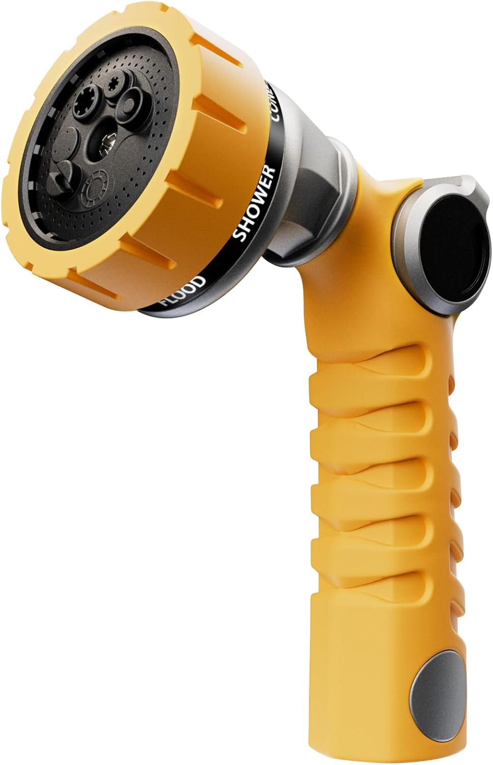 RESTMO Heavy Duty Hose Nozzle, Metal Garden Water Hose Sprayer with 7 Watering Patterns, Thumb Control, On Off Valve, High Pressure Nozzle Sprayer for Watering Plants, Car and Pet Washing, Yellow