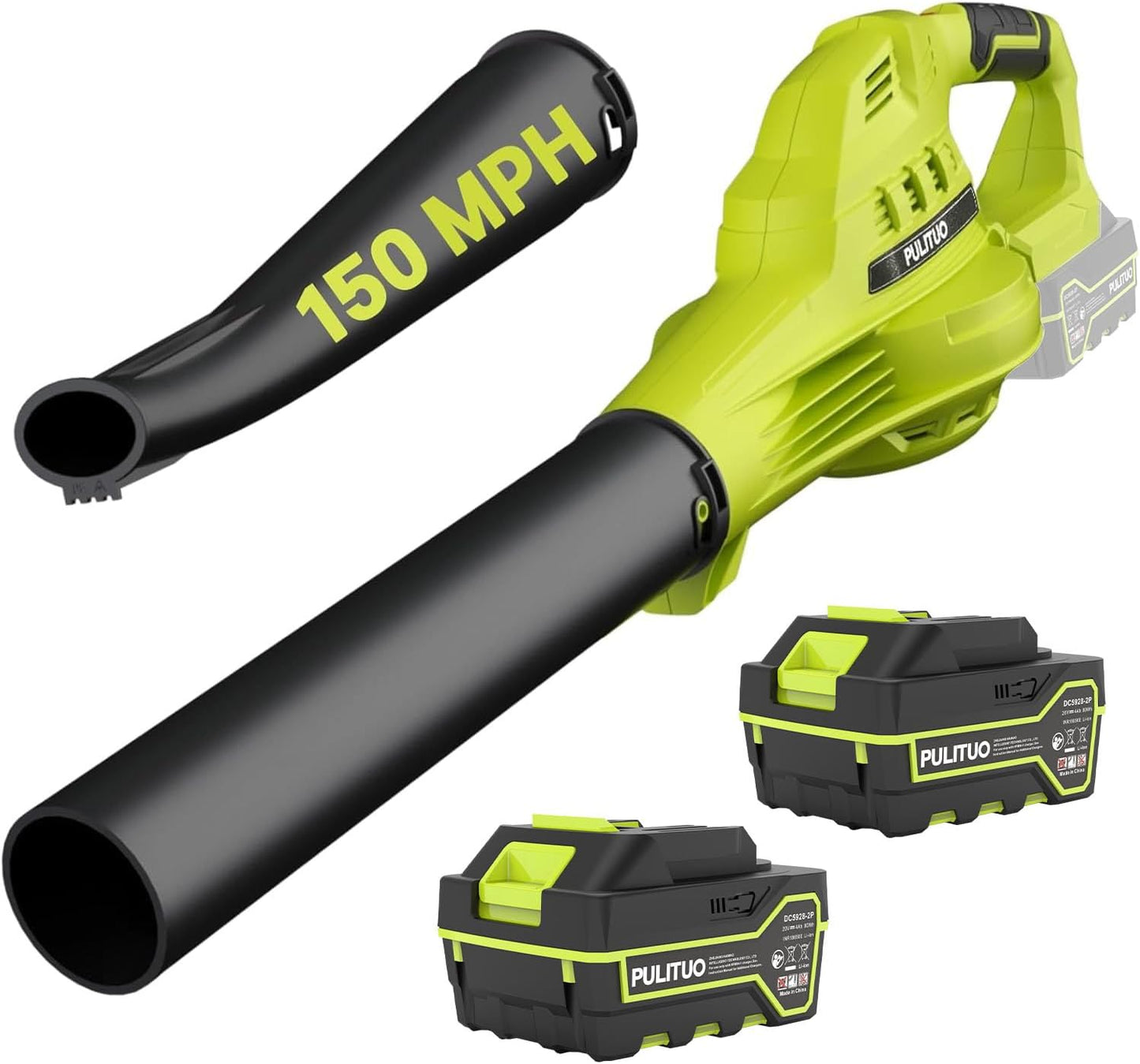 Leaf Blower Cordless with 2X 4.0Ah Batteries and Charger, 60Mins Lasting 150MPH Cordless Blower, Powerful Electric Leaf Blowers for Lawn Care, Patio, Yard, Leaves, Grass and Snow