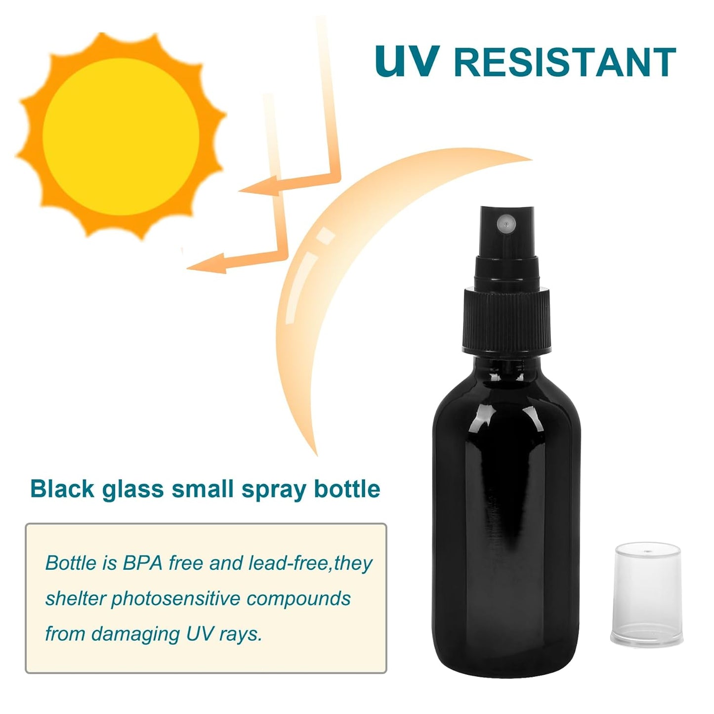 Black Glass Small Spray Bottle 2 oz 48 Packs,Fine Mist Sprayer Small Clear Bottles,Refillable Containers mini spray bottles for Cleaning Solutions and Skin Care (Black 48pcs)