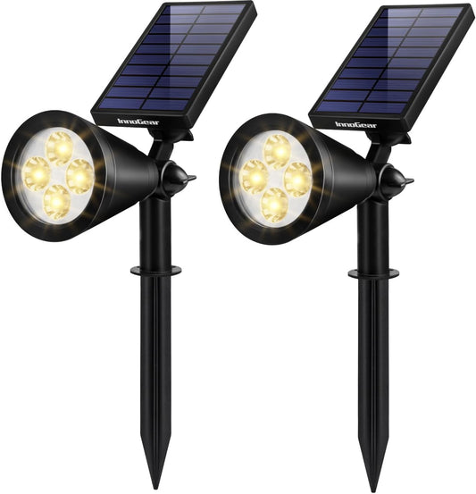 InnoGear Solar Lights Outdoor Waterproof Solar Garden Light for Outside Yard Landscape Lighting Pathway Spot Lights Spotlight Wall Light Auto On/Off, Pack of 2 (Warm White)