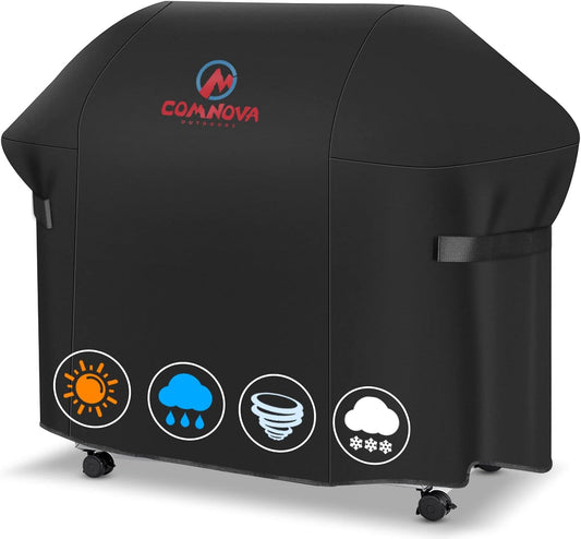 Comnova Grill Cover 58 Inch - 600D BBQ Gas Grill Cover Waterproof Heavy Duty, Premium Barbecue Covers for Weber Genesis 300 Series Grill, Char-Broil, Monument, Brinkmann, Dyna-glo, Nexgrill and More