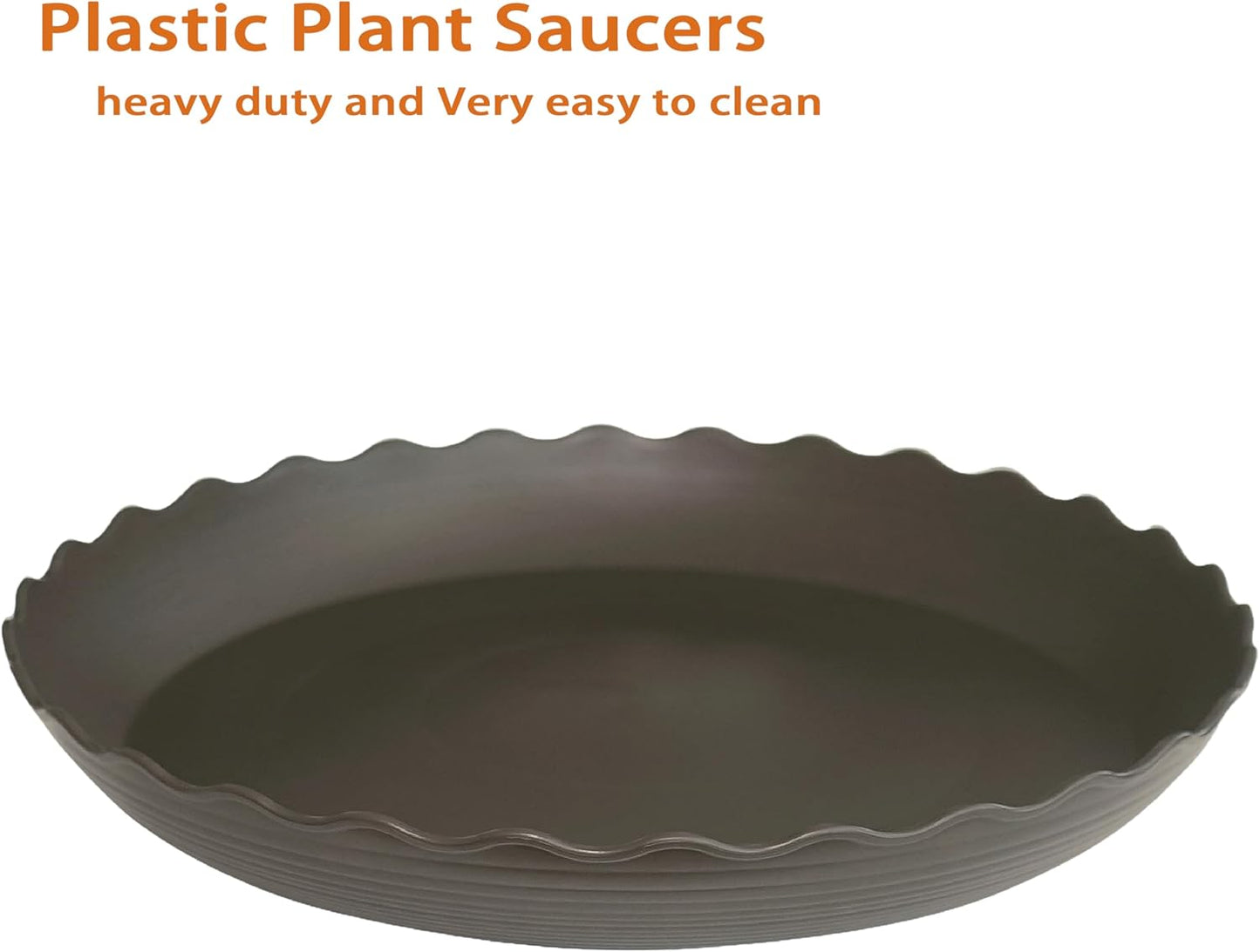 2 Pack of 14 inch Plant Saucer Plant Tray, Plastic Plant Saucer, Heavy Duty Plant Tray for Pots, Plant Saucers for Indoors Planter, Garden Water Plate Bowls for Gallon Grow Bags (Brown)