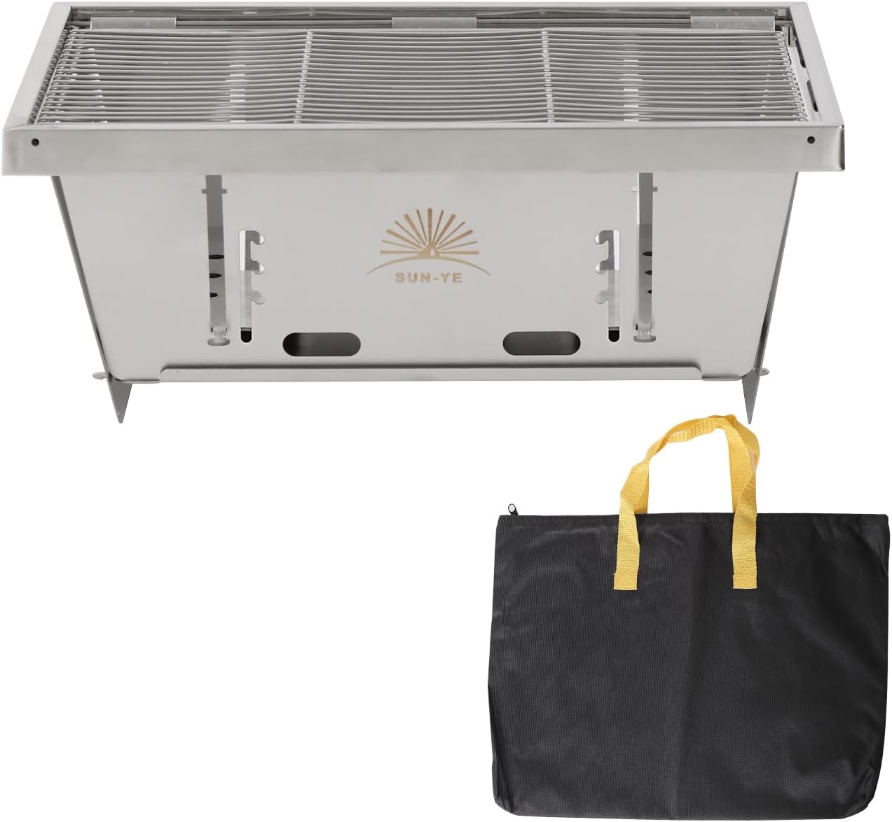 SUN-YE Charcoal Grill for IGT Table,Portable Grill with Carry Bag,Adjustable Furnace Burning Carbon Plate Height,Stainless Steel,Instantly Expands and Stores,1 Piece