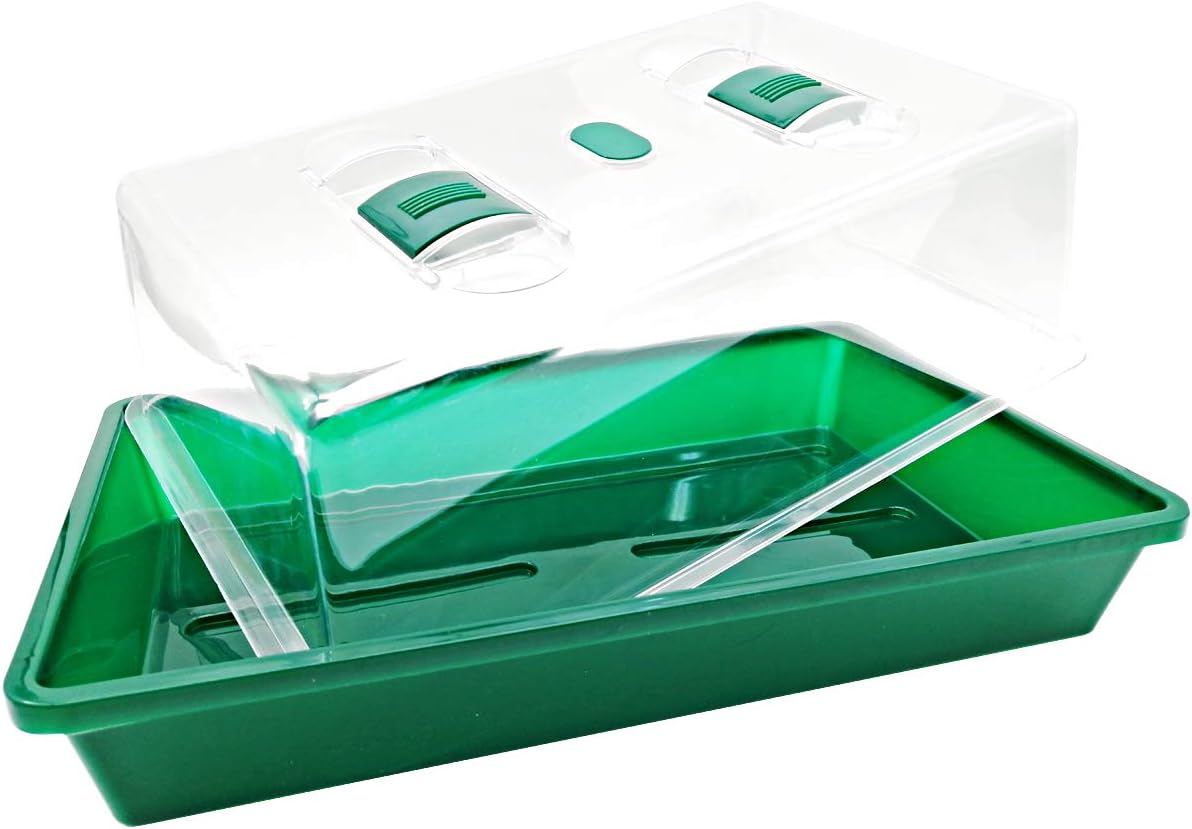 Propagator with Humidity Vents Domes,Heavy Duty Growing Tray Mini Greenhouse for Seedlings,Clones