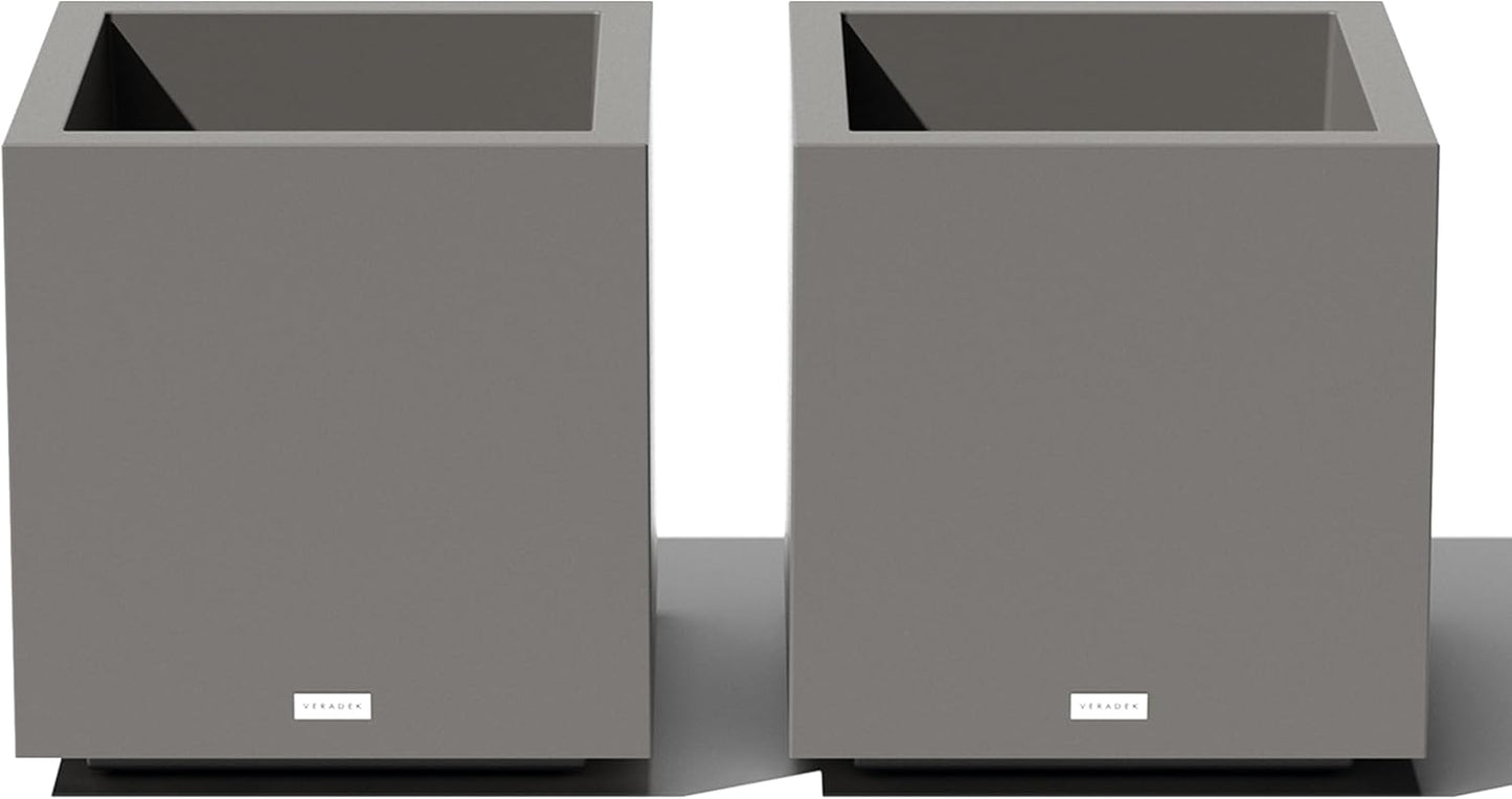 Veradek Block Series Cube Plastic Planter - Large Square Planter for Indoor or Outdoor Patio/Garden | Durable All-Weather Use with Drainage Holes | Modern Décor for Tall Plants, Trees, Flowers