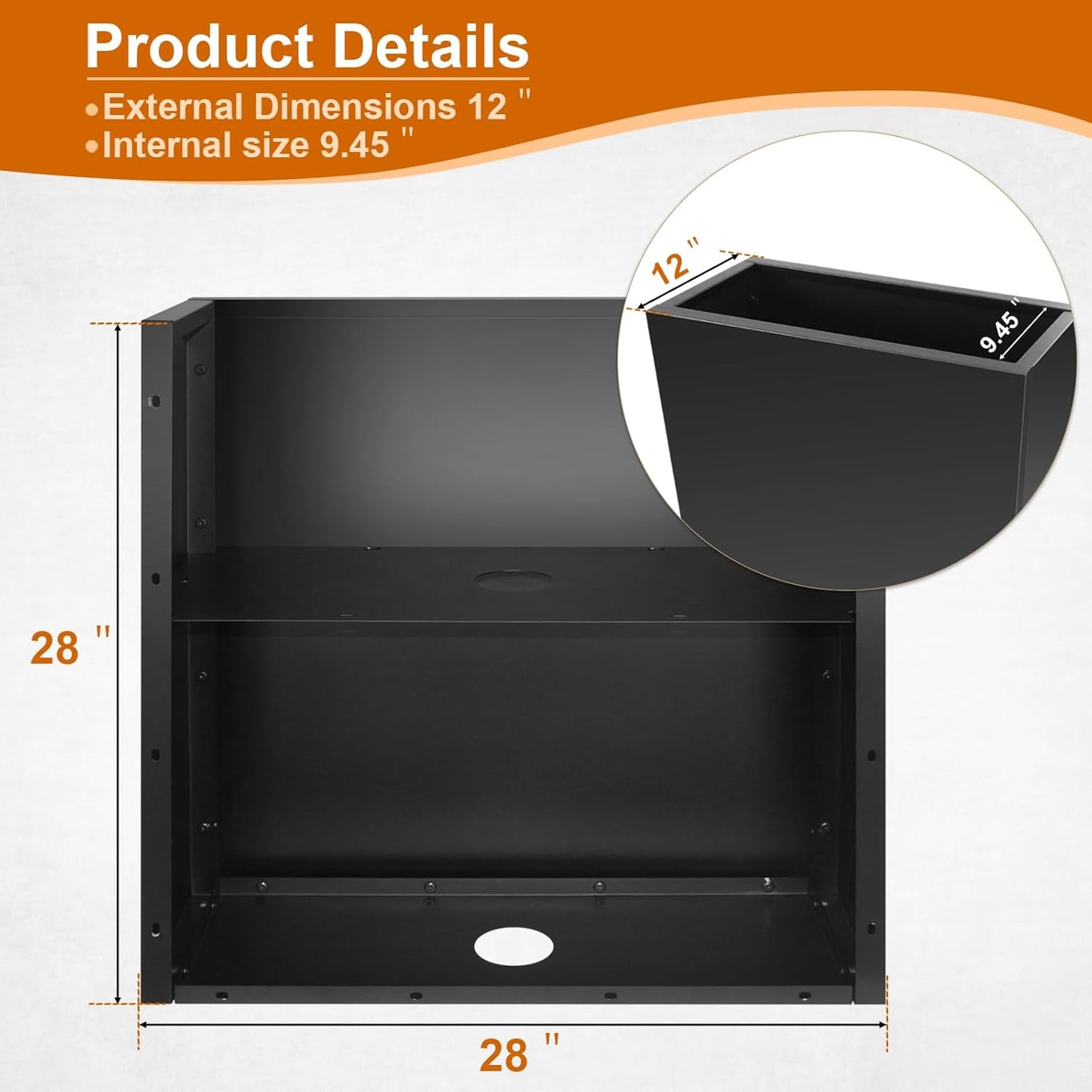 Steel Planter Box 28"x12"x28", Square Metal Planter Box Indoor&Outdoor, Steel Planter Heavy Duty for Commercial and Residential Use