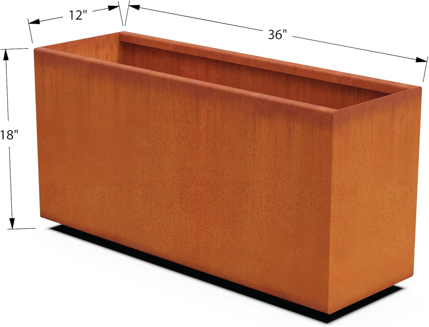 Large Rectangular Planter for Outdoor Plants – 36-Inch Corten Steel Planter Box | Heavy Duty Metal, Modern Rustic Finish | Made in USA, Fully Assembled