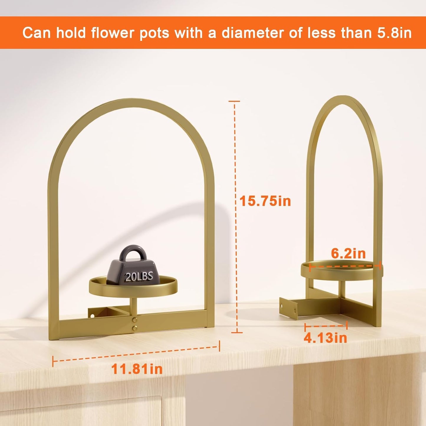 Wall Plant Holder, Wall Planter for Indoor Plants, Window Plant shelves for Multiple Plants Indoor Outdoor, Framed Plant Holder for Home Decor (2 Pack)