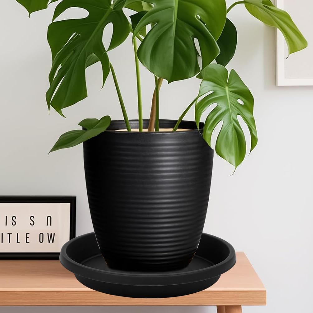 2 Pack Plant Saucer 12 Inch, Heavy Sturdy Plant Trays for Pots, Plant Drip Trays, Plant Water Catcher Tray for Plants, Plastic Plant Saucers for Indoors no Holes