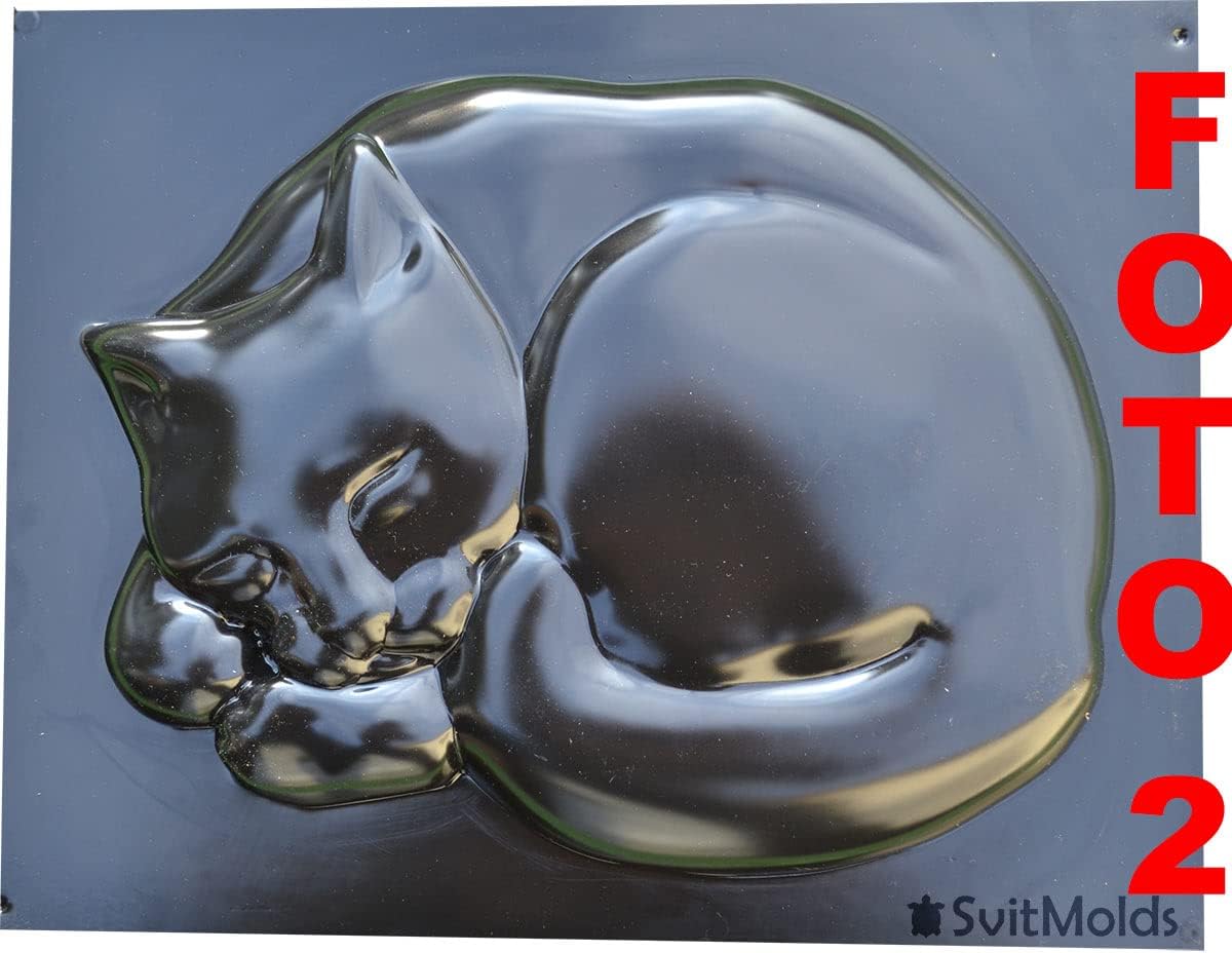 Concrete Mold DIY Cat Stepping Stone Mould Plaster Concrete Sleeping Cat Garden Path Patio or Yard Size14,6" x10,9 x1,6 S03