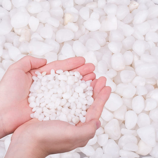 HOT SEAL 6.0 LB White Polished Pebbles 3/8", Natural Decorative Smooth River Rocks, Gravel Size White Small Pebble Stone for Succulent, Bonsai, Potted Plants, Landscaping, Fairy Garden, Aquarium