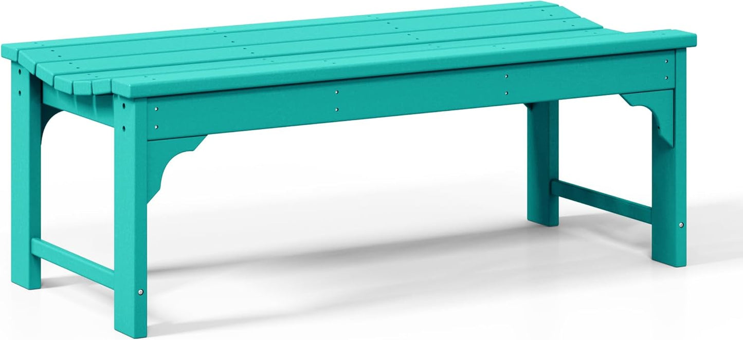 WestinTrends Malibu Outdoor Bench, All Weather Resistant Poly Lumber Backless Patio Garden Bench, Adirondack Curved Bench Seat for Comfort, Turquoise