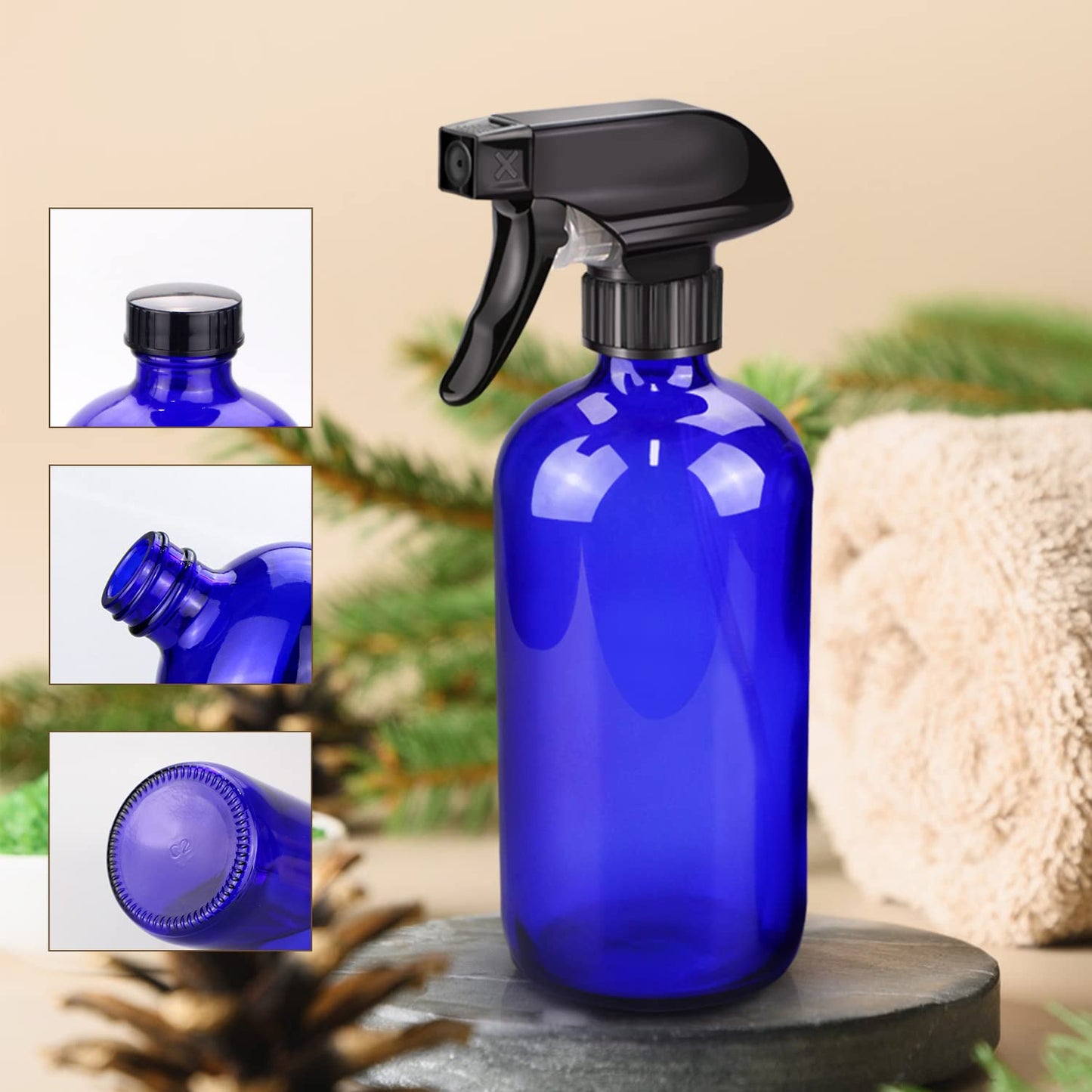 Wedama Glass Spray Bottles, 16 oz Glass Spray Bottles for Cleaning Solutions and Essential Oils, Refillable Empty Spray Bottle with Adjustable Nozzles for Alcohol, Plant and Hair Care (1 Pack)