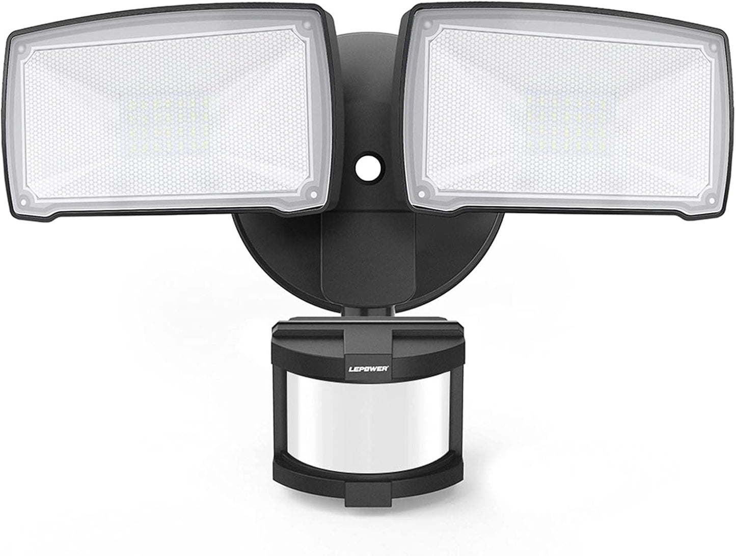 LEPOWER LED Security Lights Motion Sensor Light Outdoor, 30W 3200LM Motion Security Light, 5500K, IP65 Waterproof, 2 Head Motion Detector Flood Light for Garage, Yard, Porch, Black (Not Solar Powered)