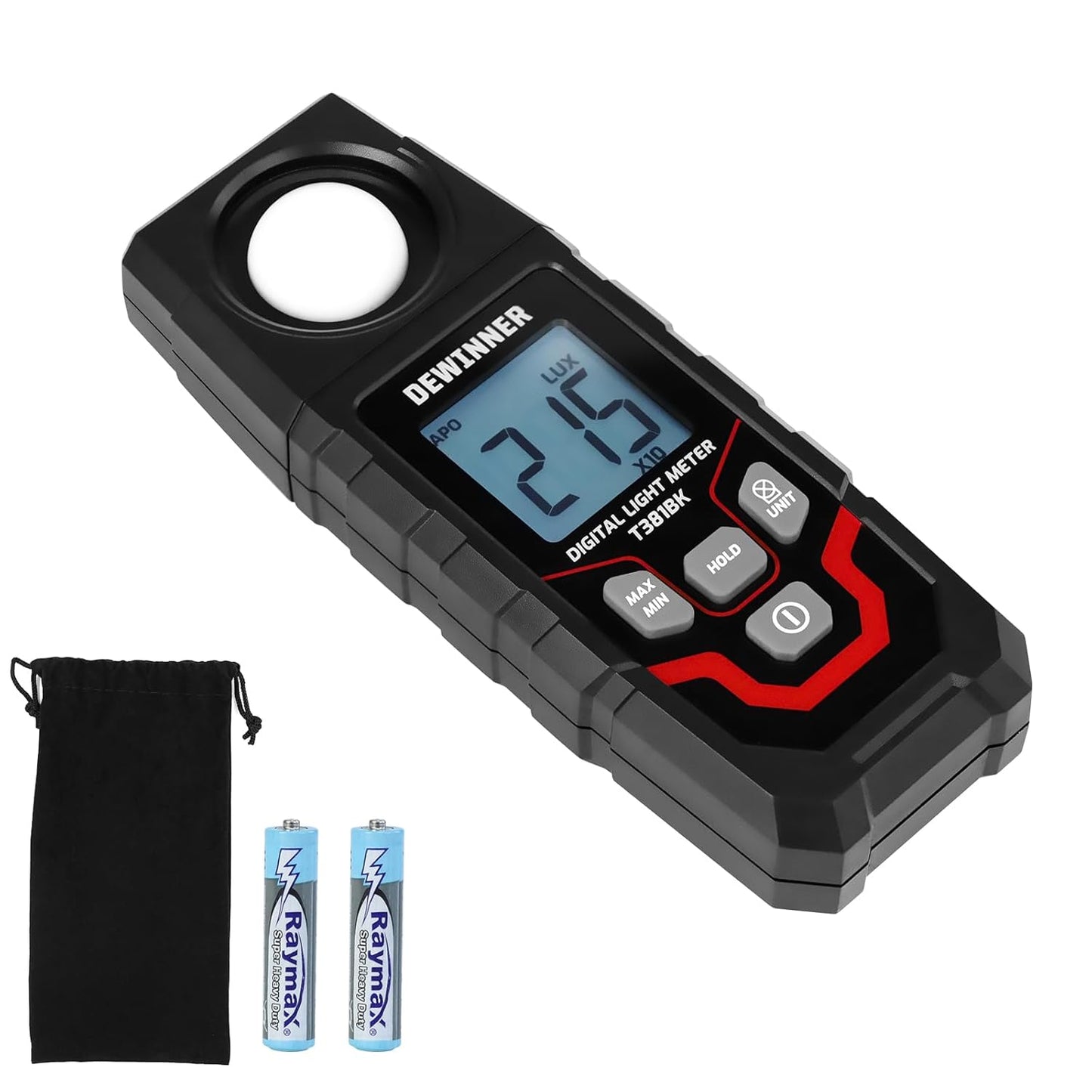 DEWINNER Digital Illuminance Light Meter – 0-200,000 Lux Light Tester for Plants, LED Grow Lights, Car Headlights – Candles Meter, 8X/s Sampling, 120° Angle, Backlit Display (Battery Included)